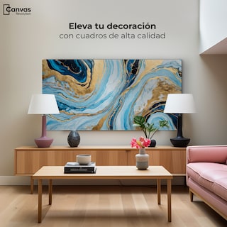 Foto 3 | Cuadro Decorativo Canvas Remolinos Dorados 120x60