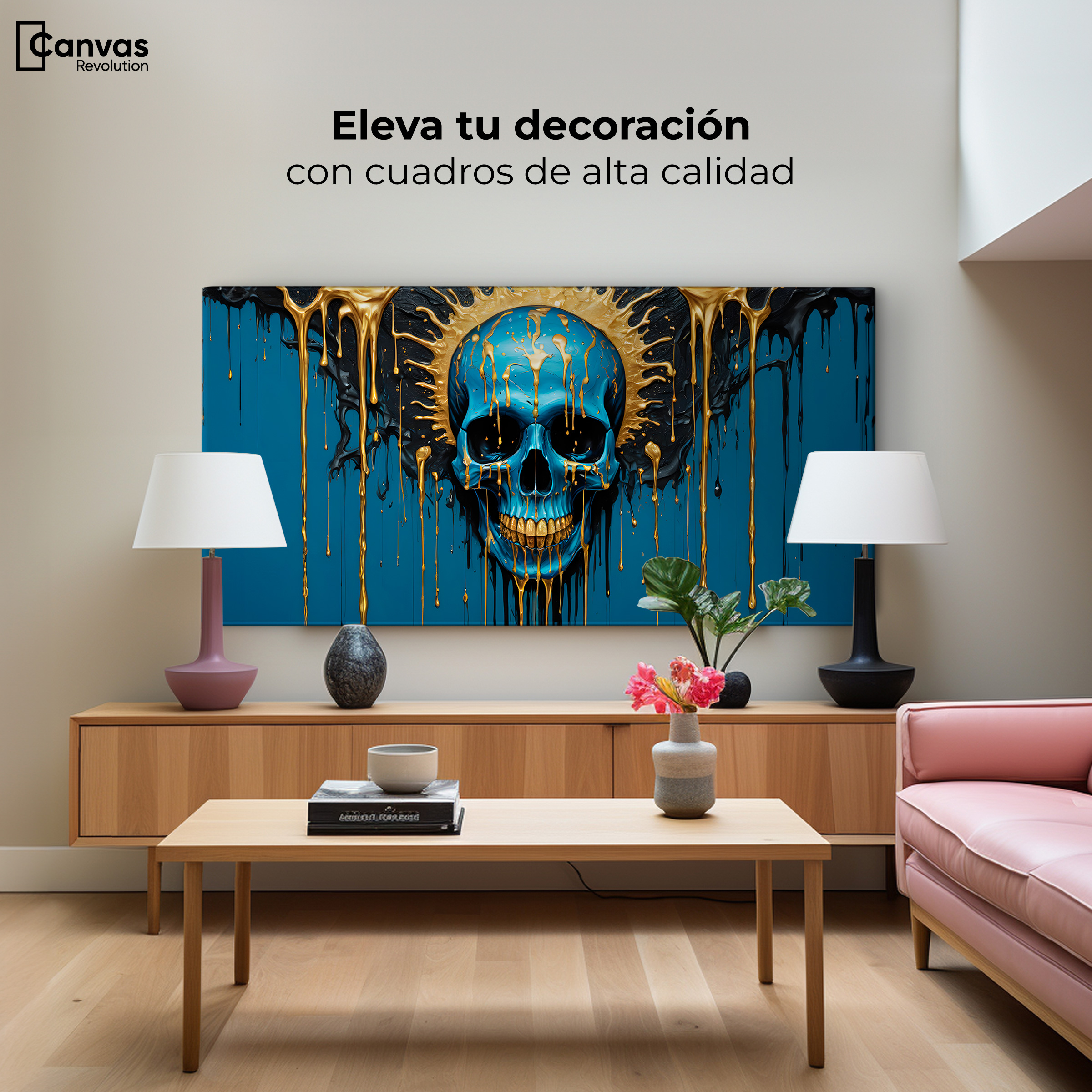 Foto 4 pulgar | Cuadro Decorativo Canvas Calavera Zafiro 120x60