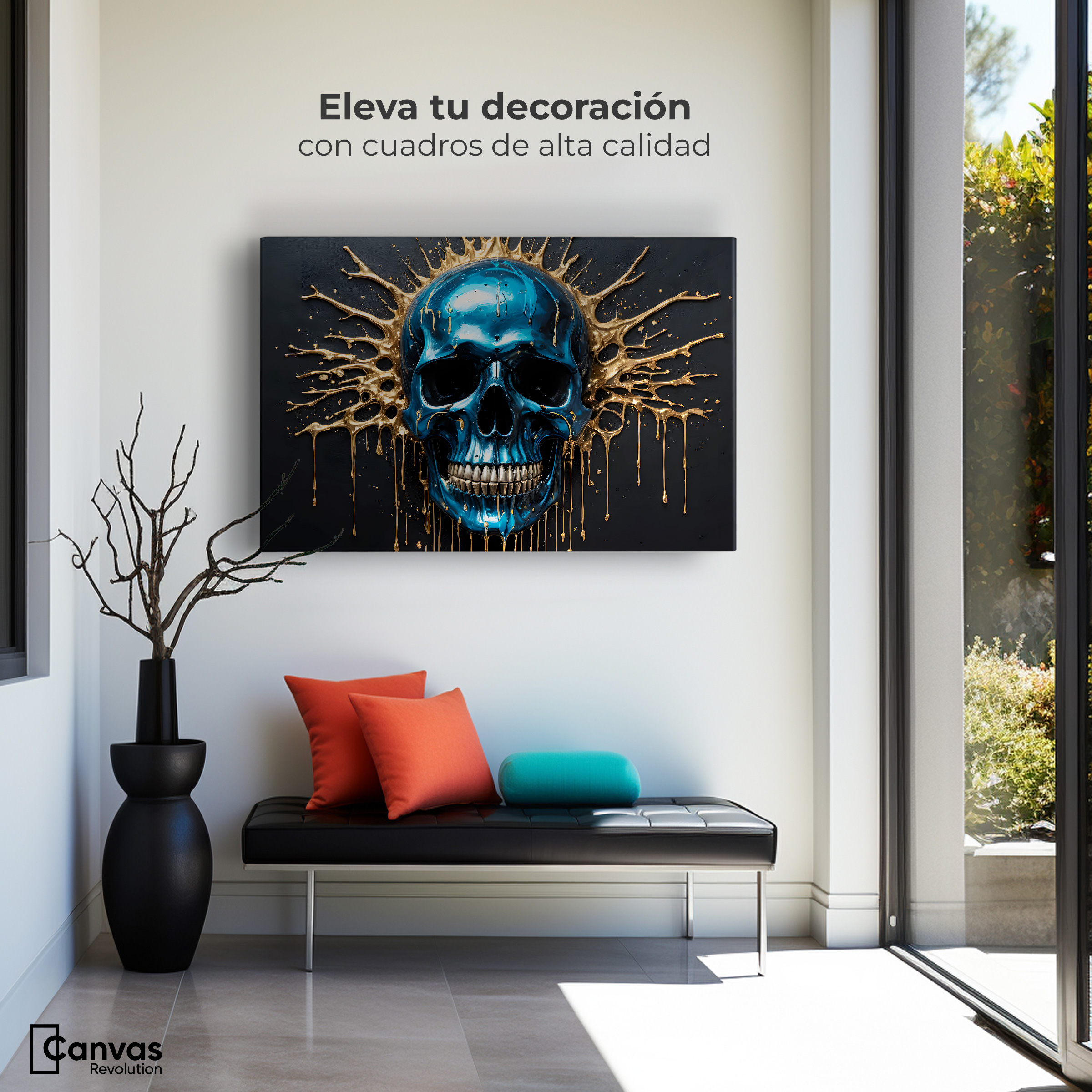 Foto 4 pulgar | Cuadro Decorativo Canvas Cráneo Azul Zafiro 90x60