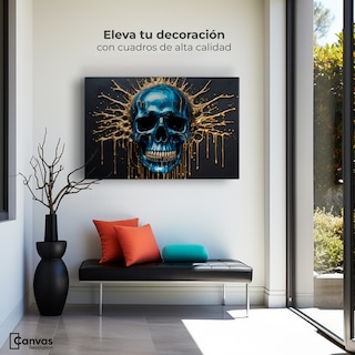 Foto 3 | Cuadro Decorativo Canvas Cráneo Azul Zafiro 90x60
