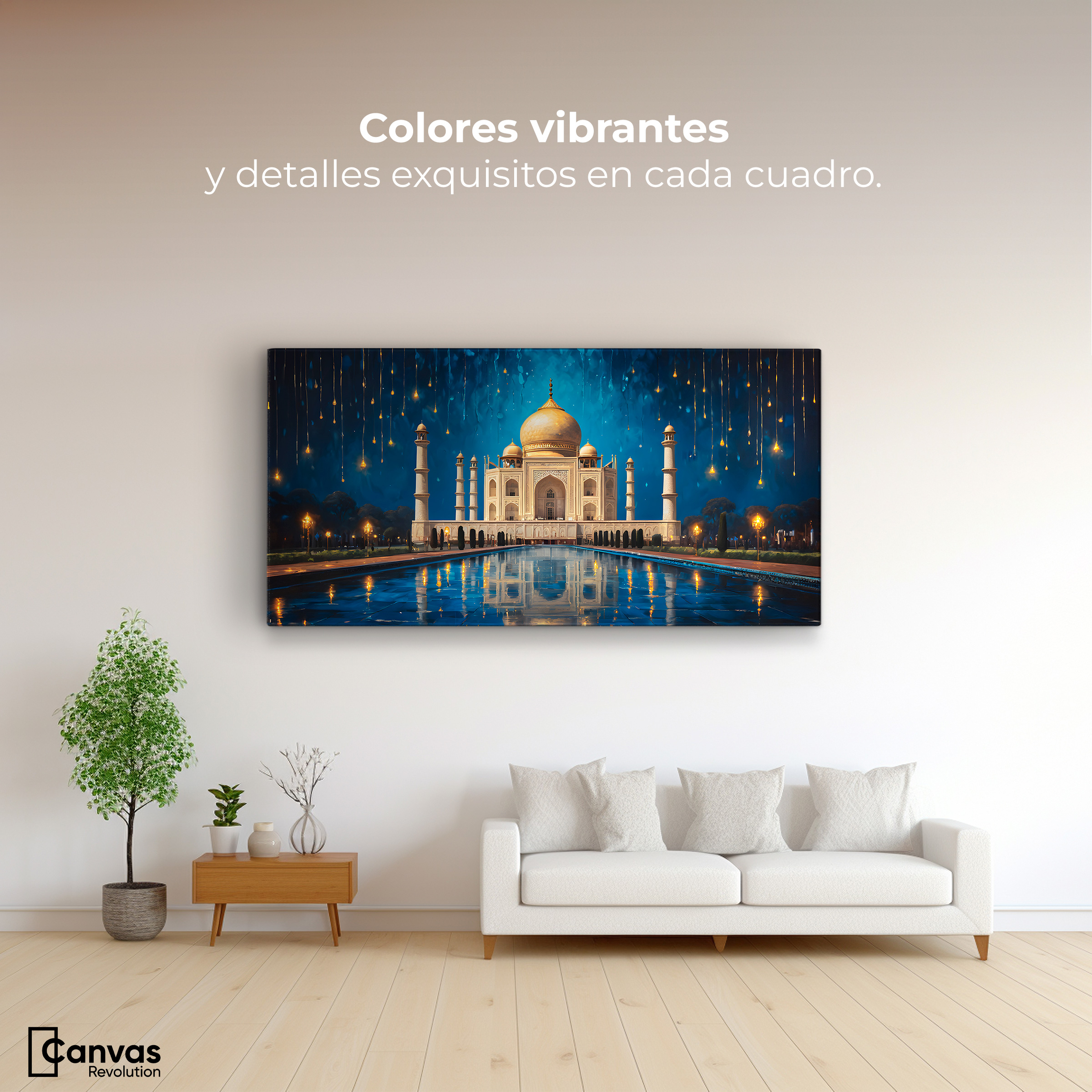 Foto 3 pulgar | Cuadro Decorativo Canvas Lluvia Taj Mahal 120x60