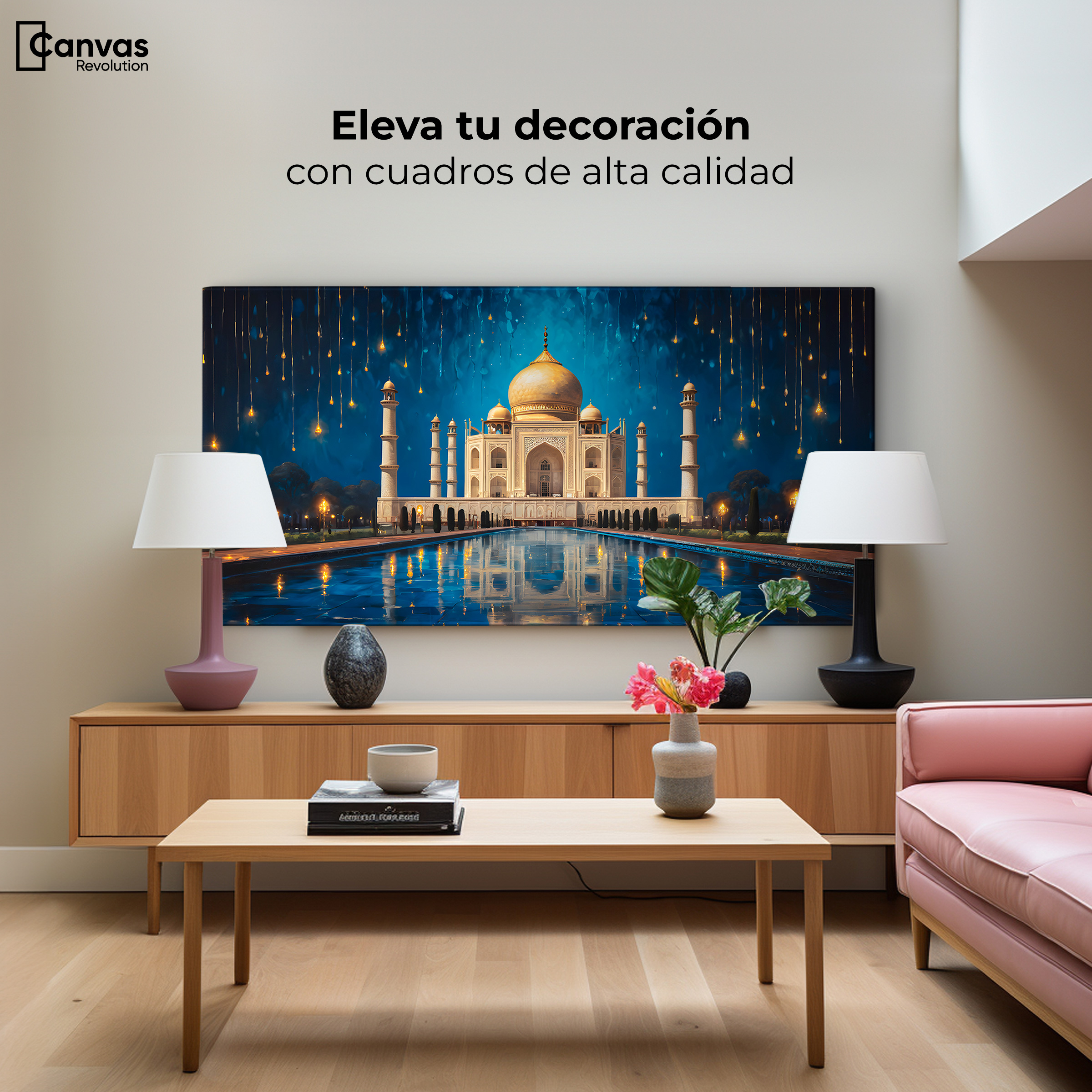 Foto 4 pulgar | Cuadro Decorativo Canvas Lluvia Taj Mahal 120x60