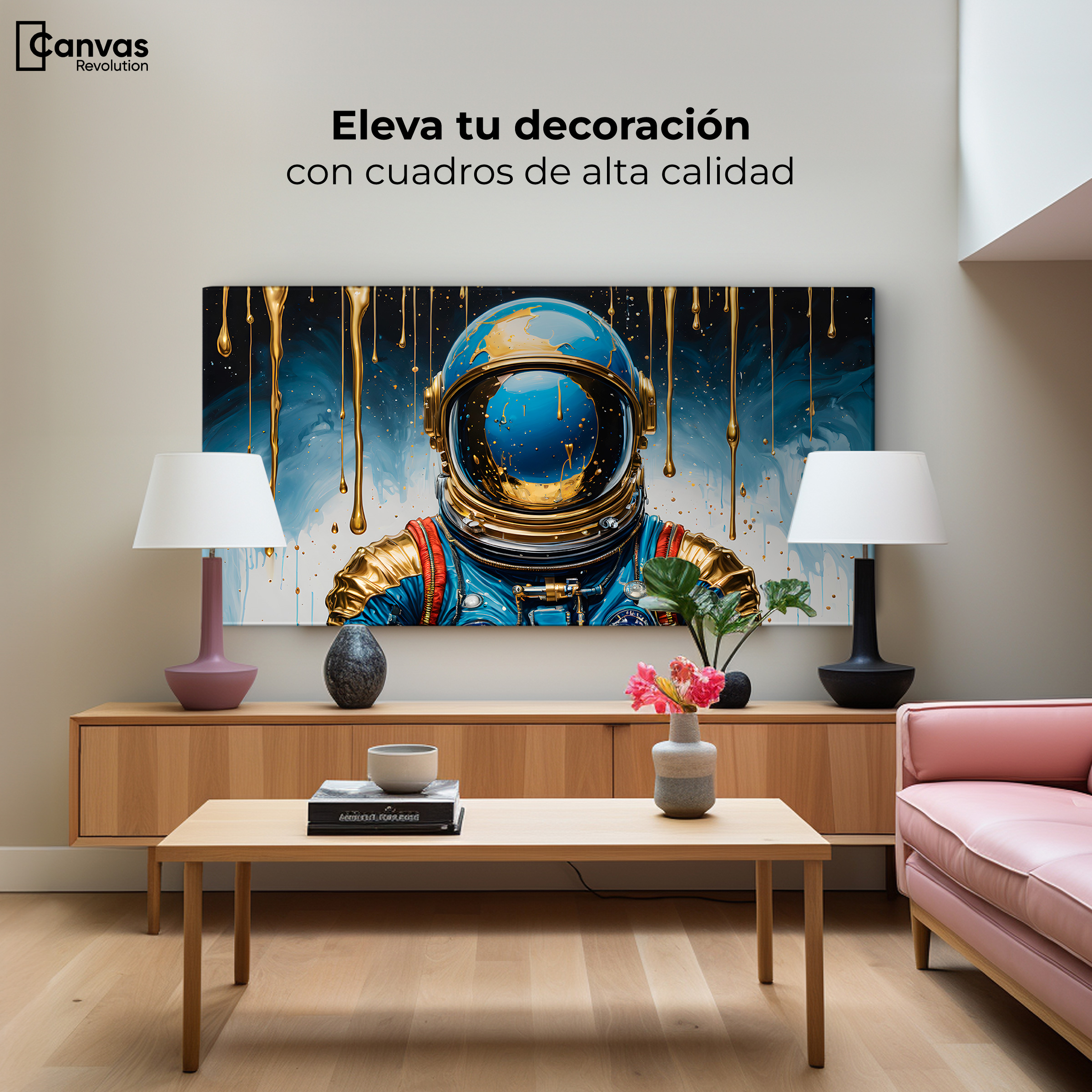 Foto 4 pulgar | Cuadro Decorativo Canvas Revolution Astronauta Azul 120x60 cm