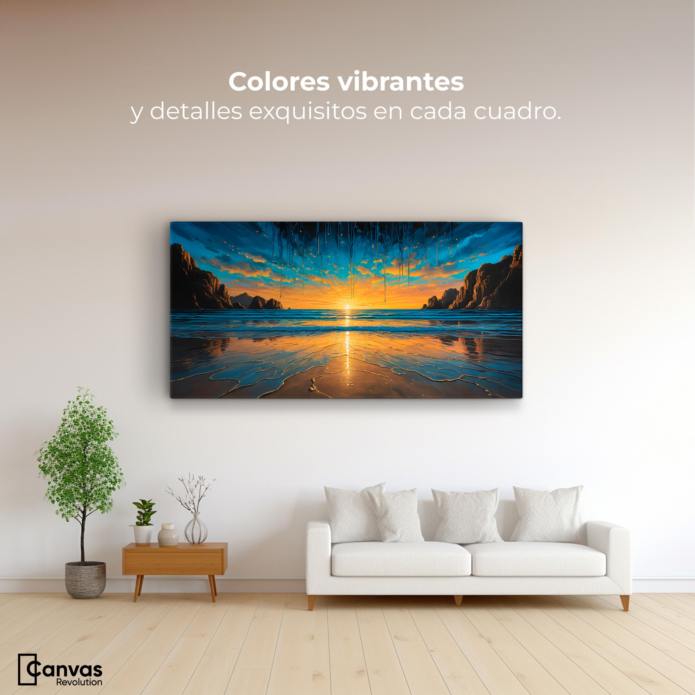 Foto 3 pulgar | Cuadro Decorativo Canvas Revolution Tranquilidad Dorada 120x60 cm