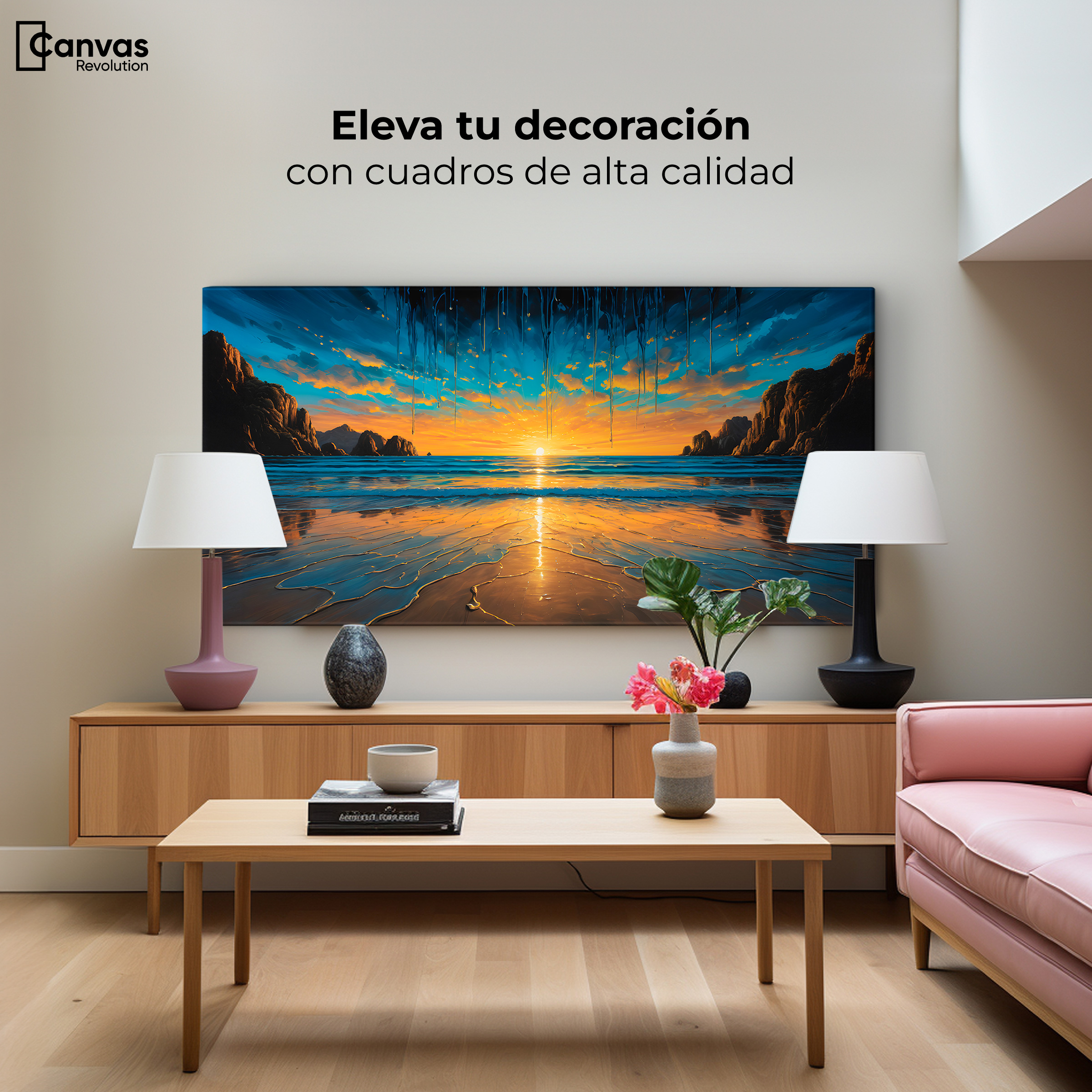 Foto 4 pulgar | Cuadro Decorativo Canvas Revolution Tranquilidad Dorada 120x60 cm