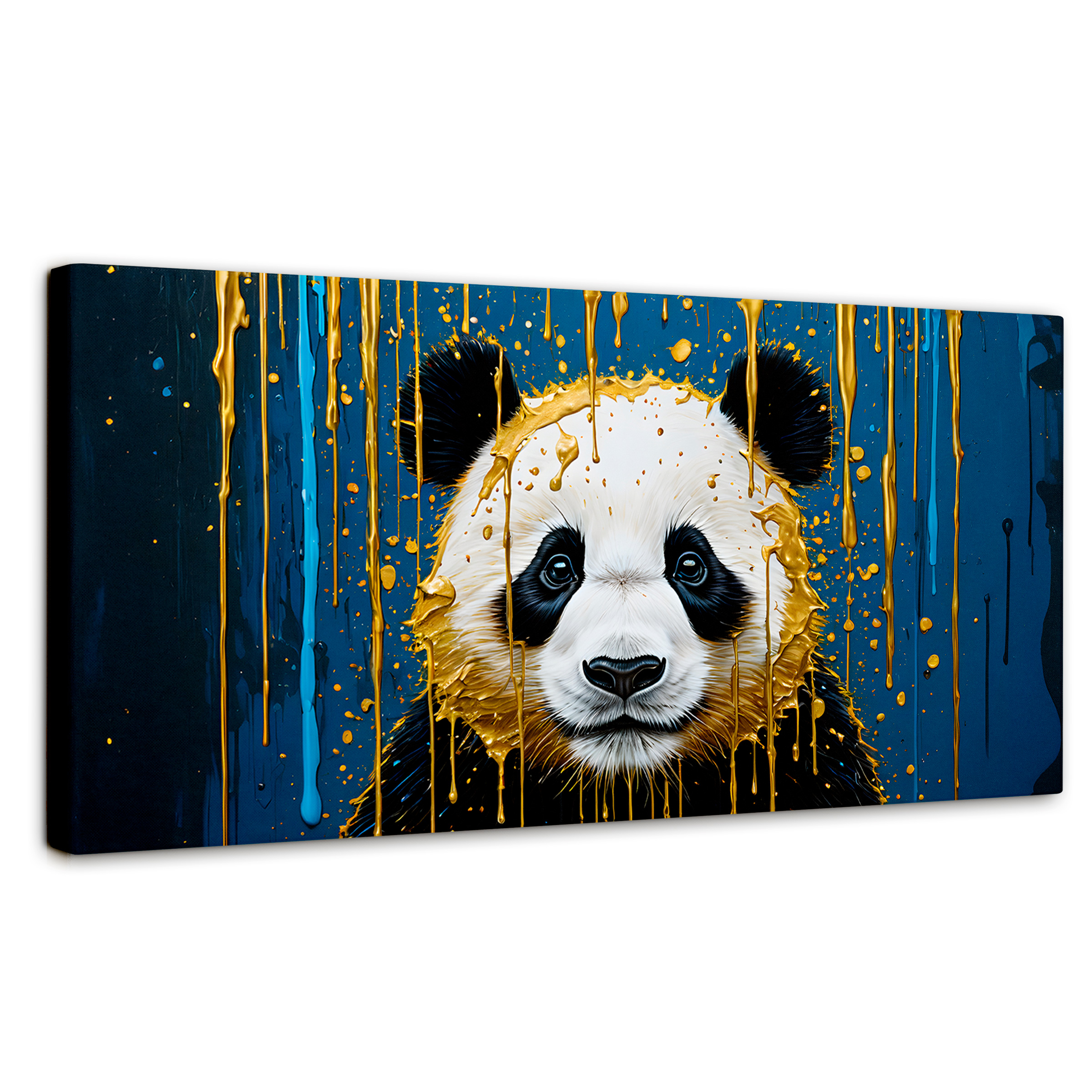 Foto 2 pulgar | Cuadro Decorativo Canvas Panda Lluvia Azul 120x60