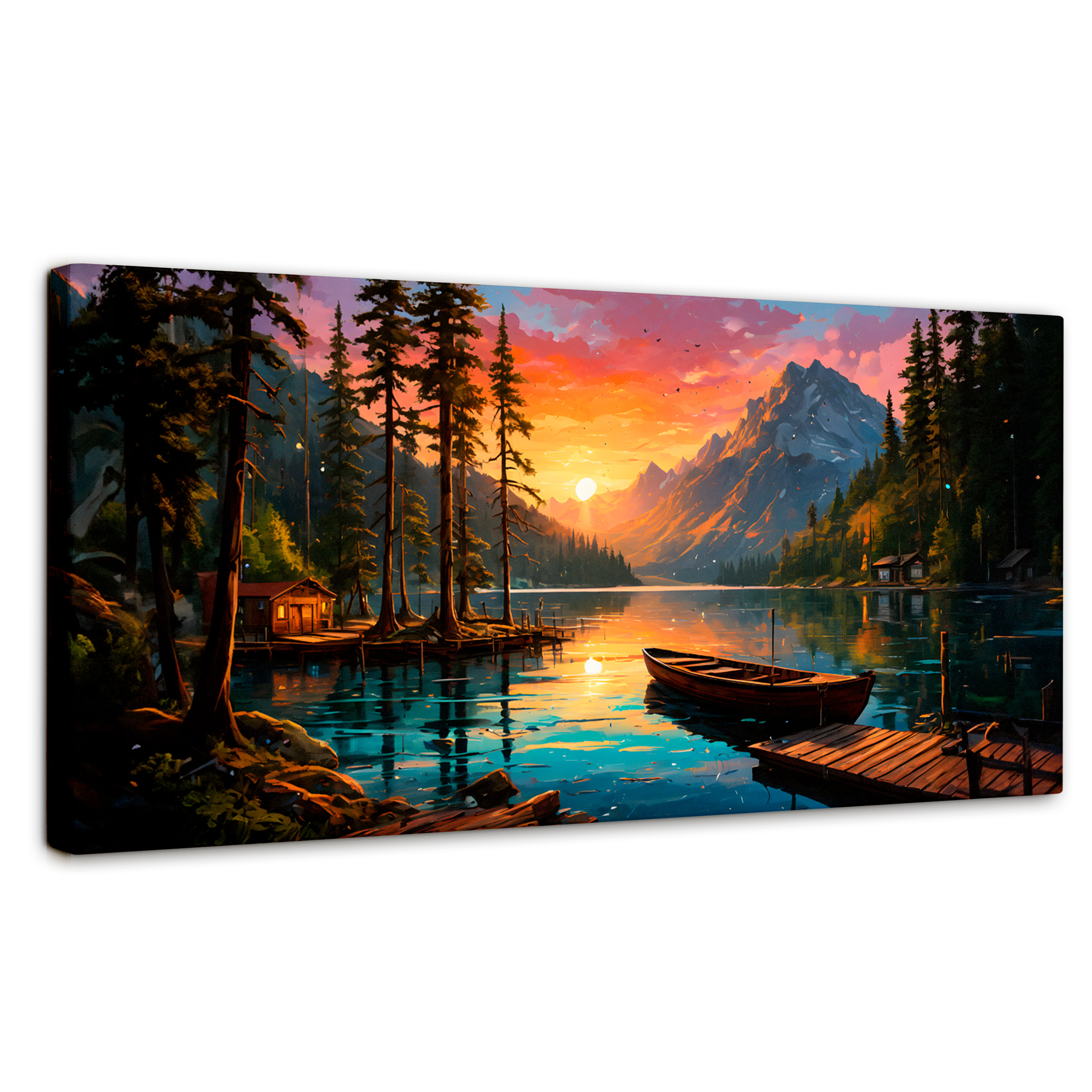 Cuadro Decorativo Canvas Montañas Atardecer 120x60