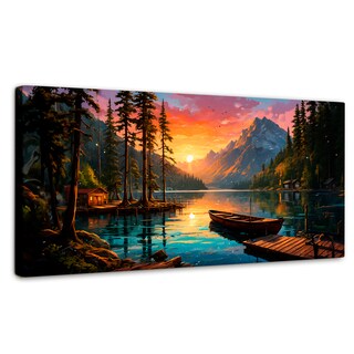 Foto 1 | Cuadro Decorativo Canvas Montañas Atardecer 120x60
