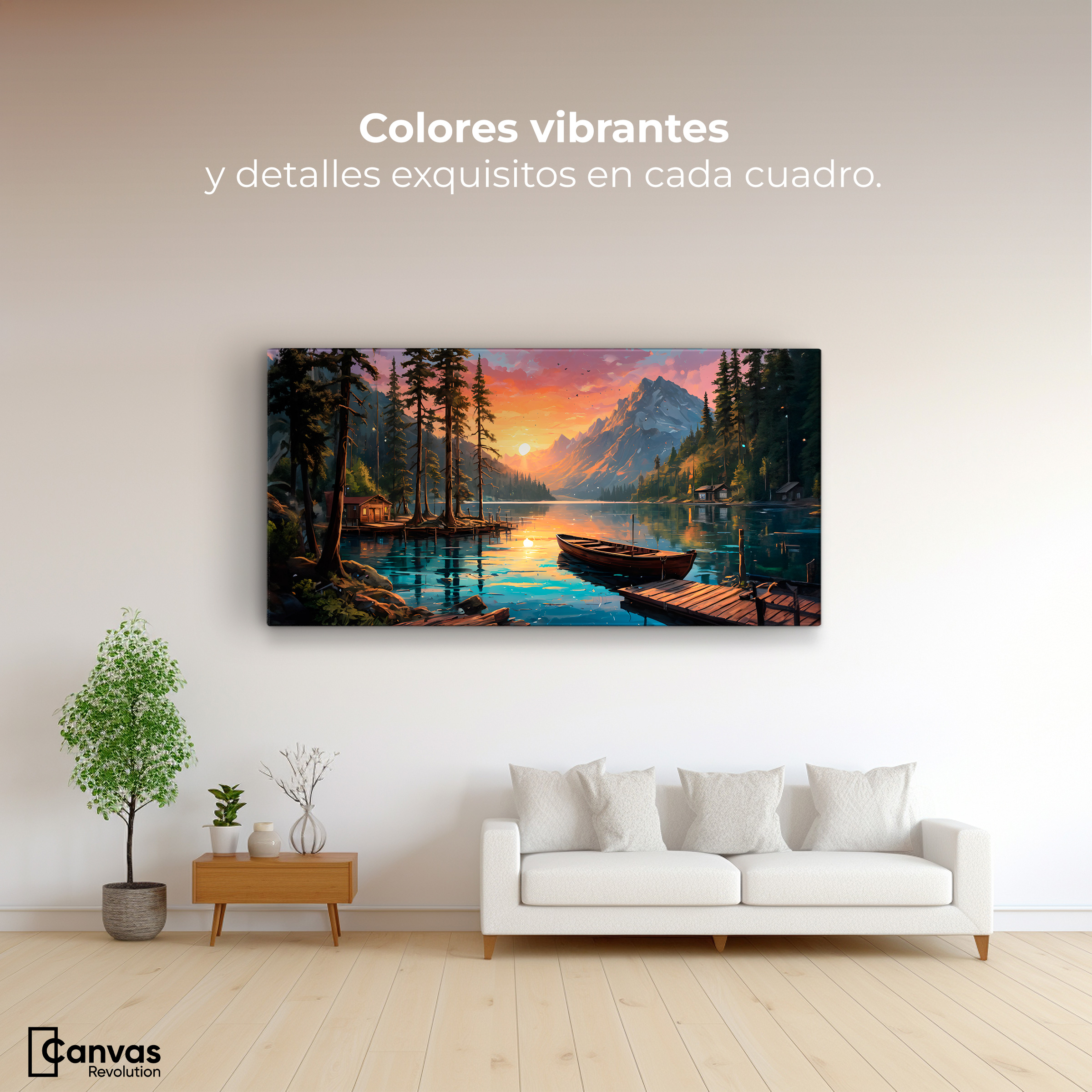 Foto 3 pulgar | Cuadro Decorativo Canvas Montañas Atardecer 120x60