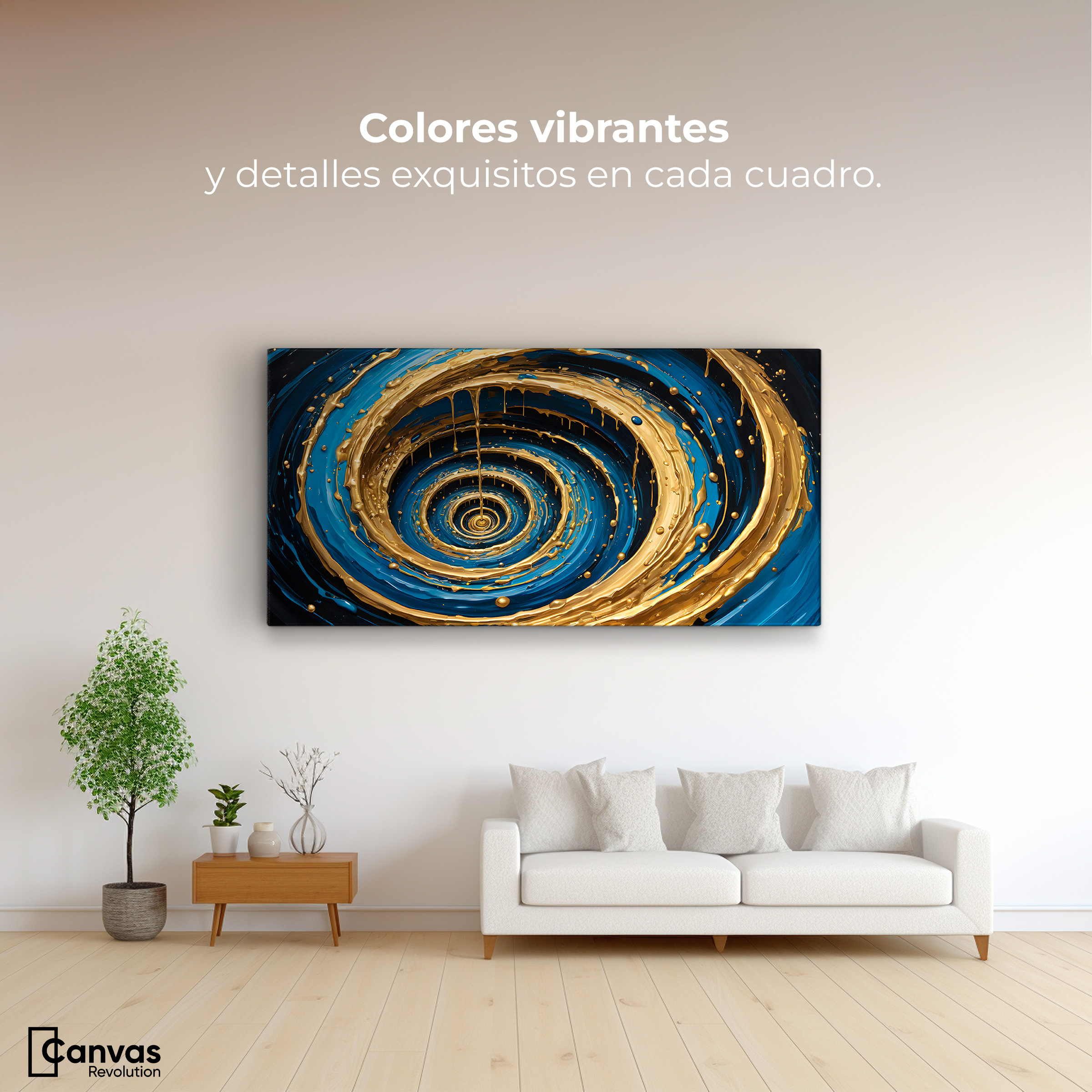 Foto 3 pulgar | Cuadro Decorativo Canvas Vórtice Dorados 120x60