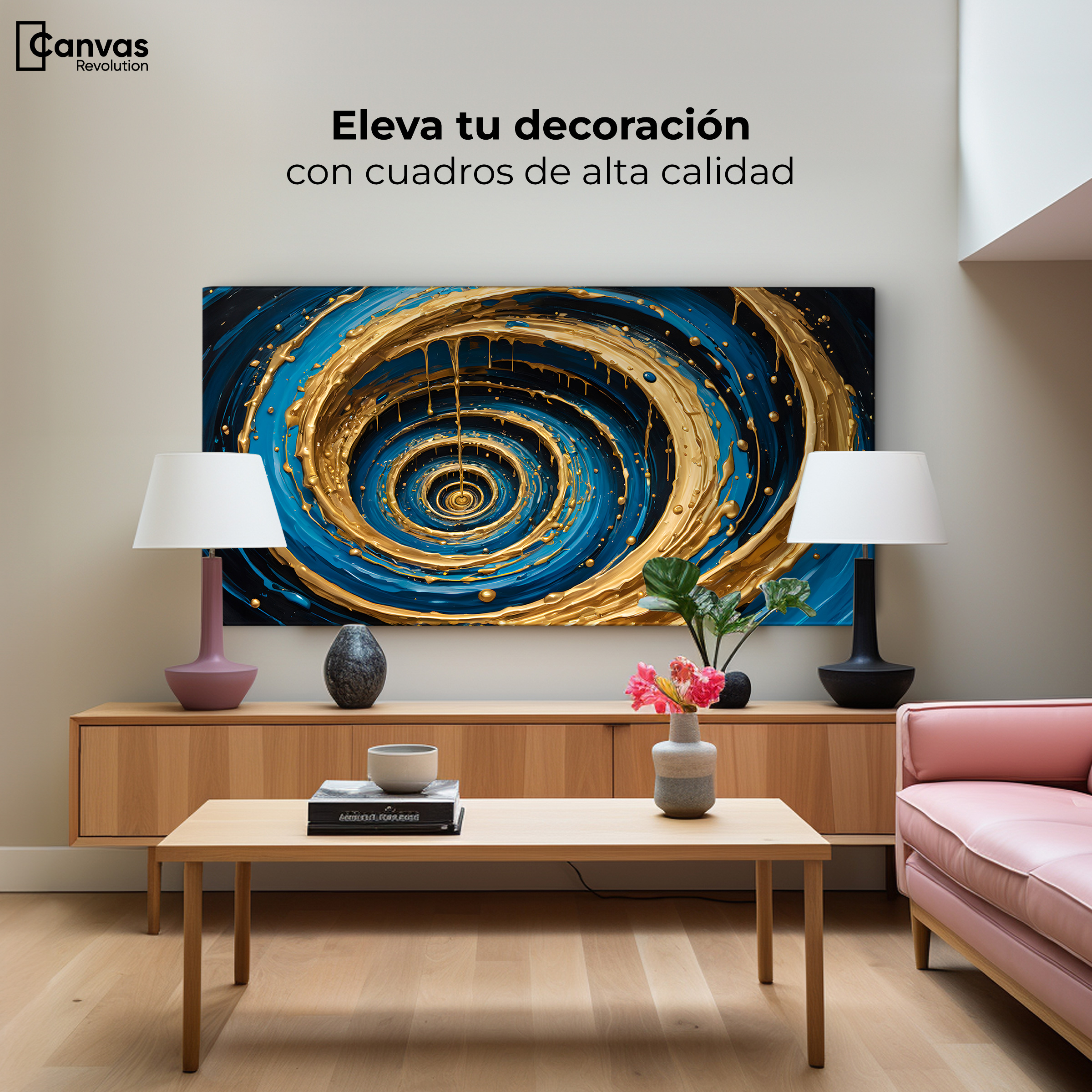 Foto 4 pulgar | Cuadro Decorativo Canvas Vórtice Dorados 120x60