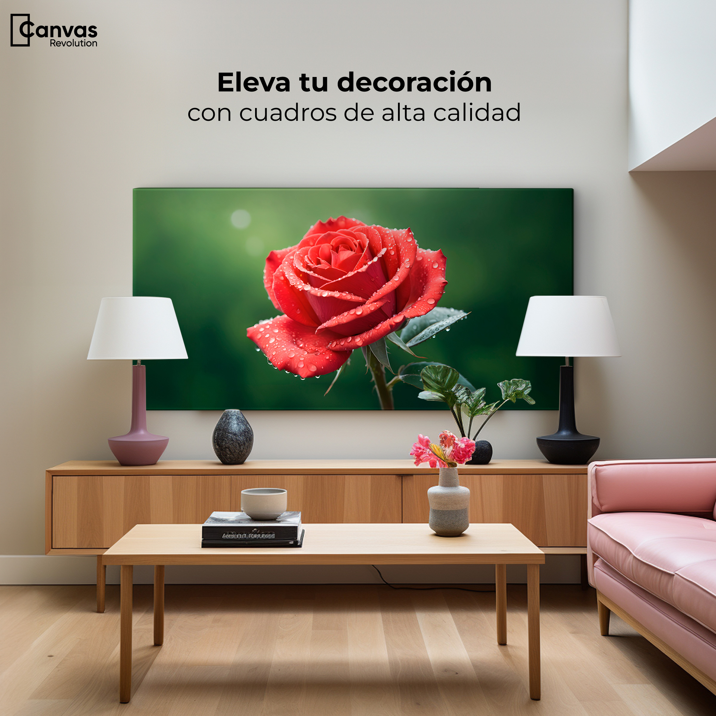 Foto 4 pulgar | Cuadro Decorativo Canvas Brillo Rosa Luz 120x60