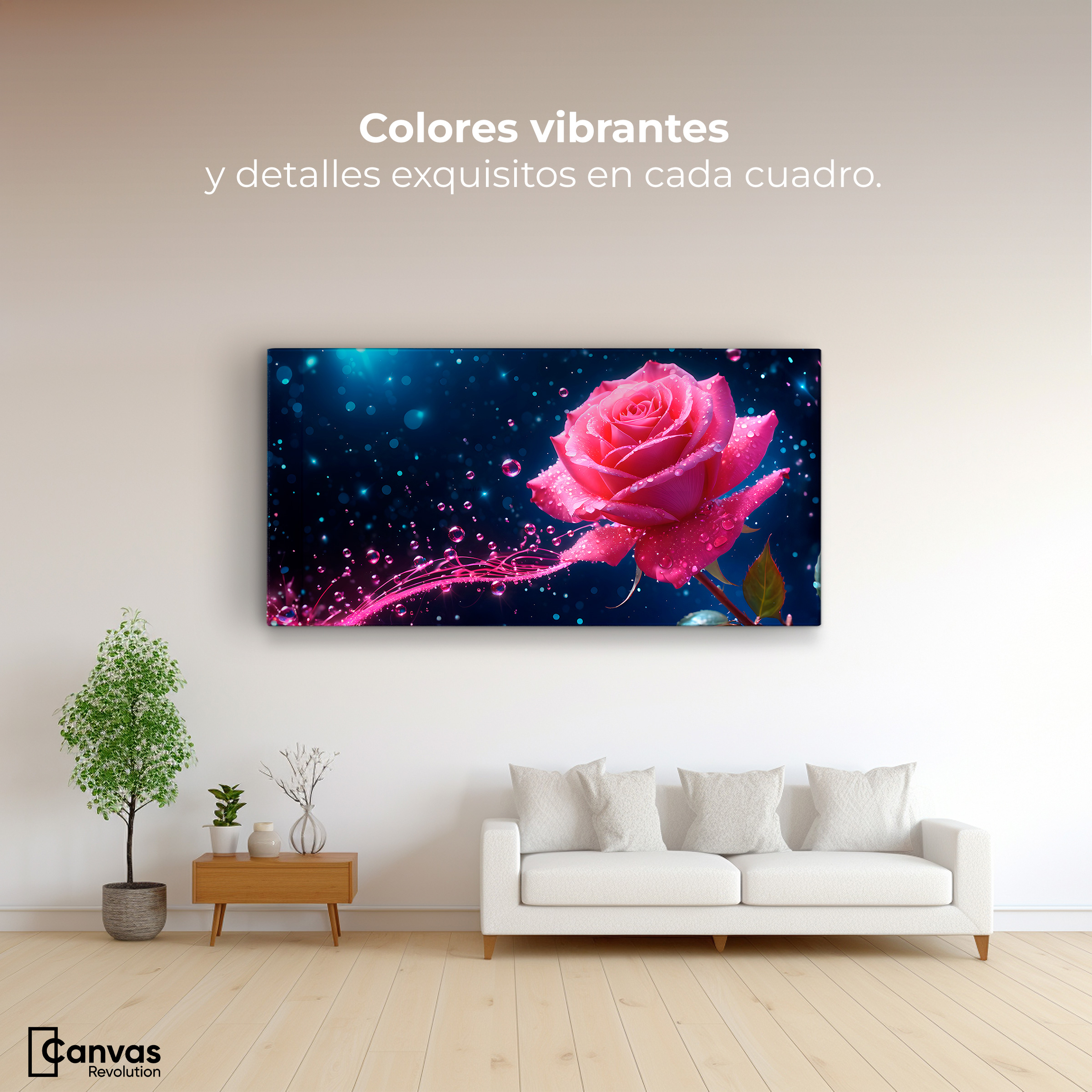 Foto 3 pulgar | Cuadro Decorativo Canvas Rosa Radiante Sueño 120x60