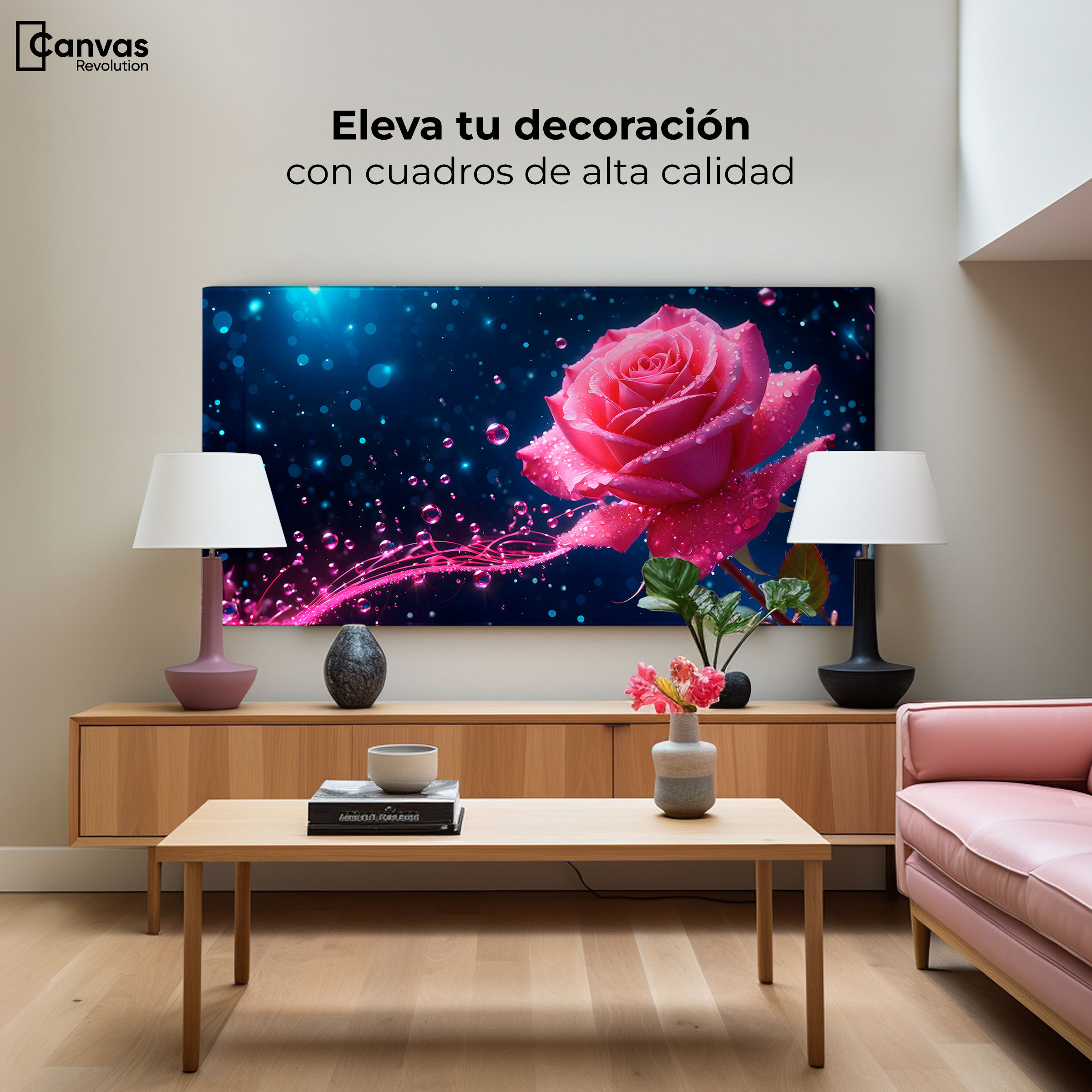 Foto 4 pulgar | Cuadro Decorativo Canvas Rosa Radiante Sueño 120x60