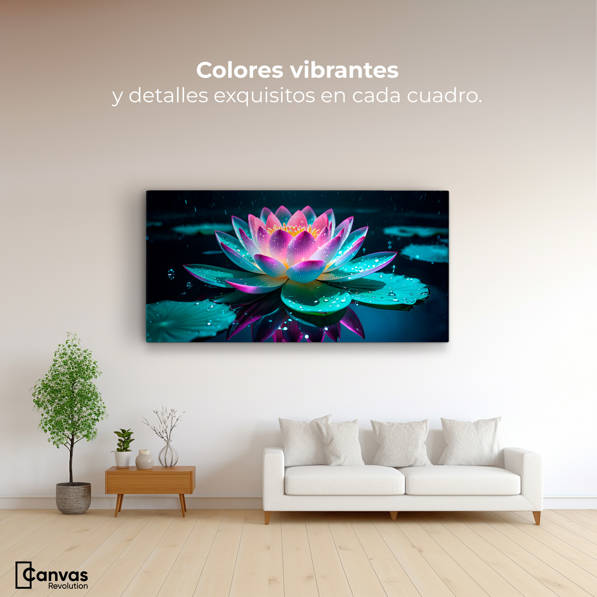 Foto 3 pulgar | Cuadro Decorativo Canvas Loto Brillo Divino 120x60