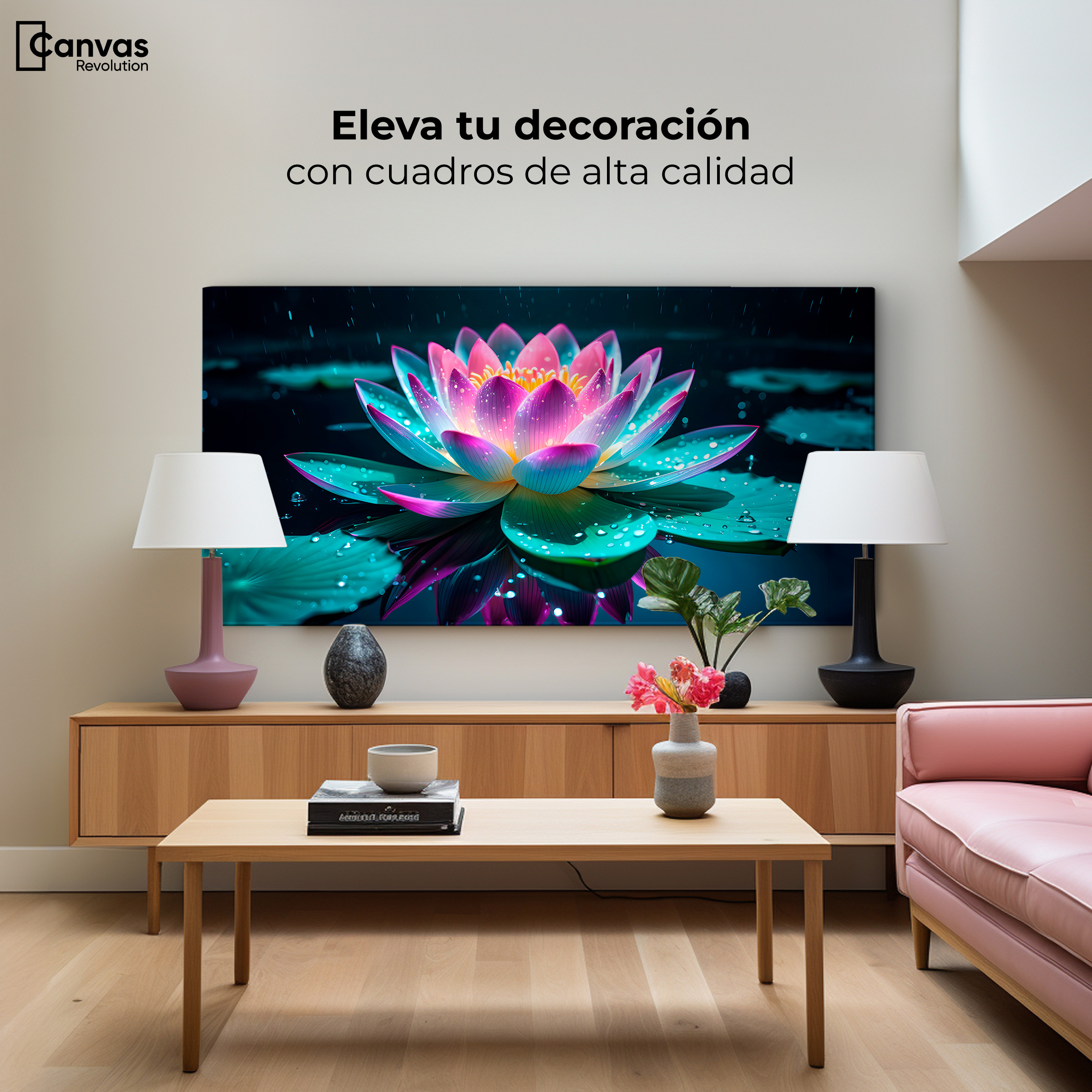 Foto 4 pulgar | Cuadro Decorativo Canvas Loto Brillo Divino 120x60