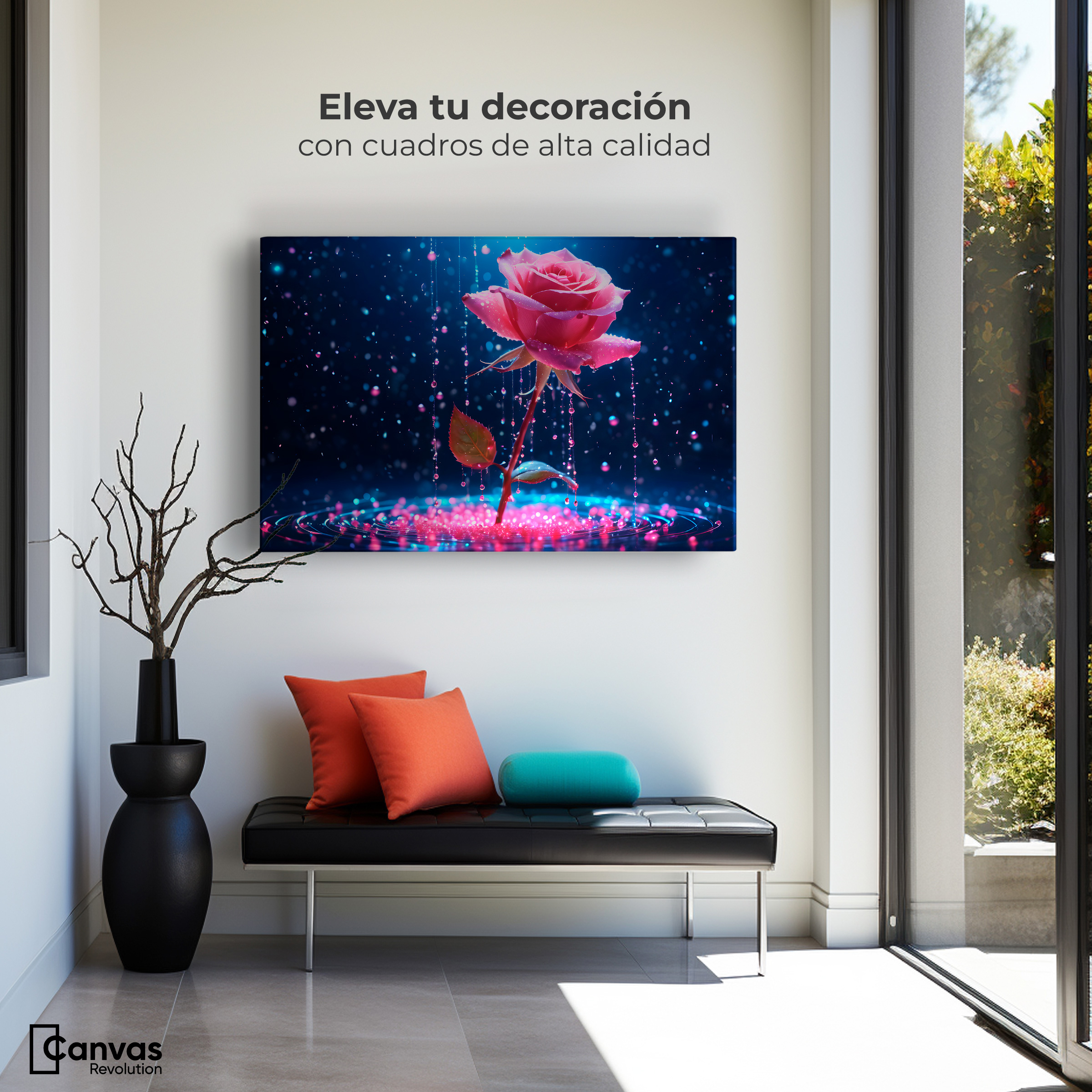 Foto 4 pulgar | Cuadro Decorativo Canvas Rosa Magia Pura 90x60