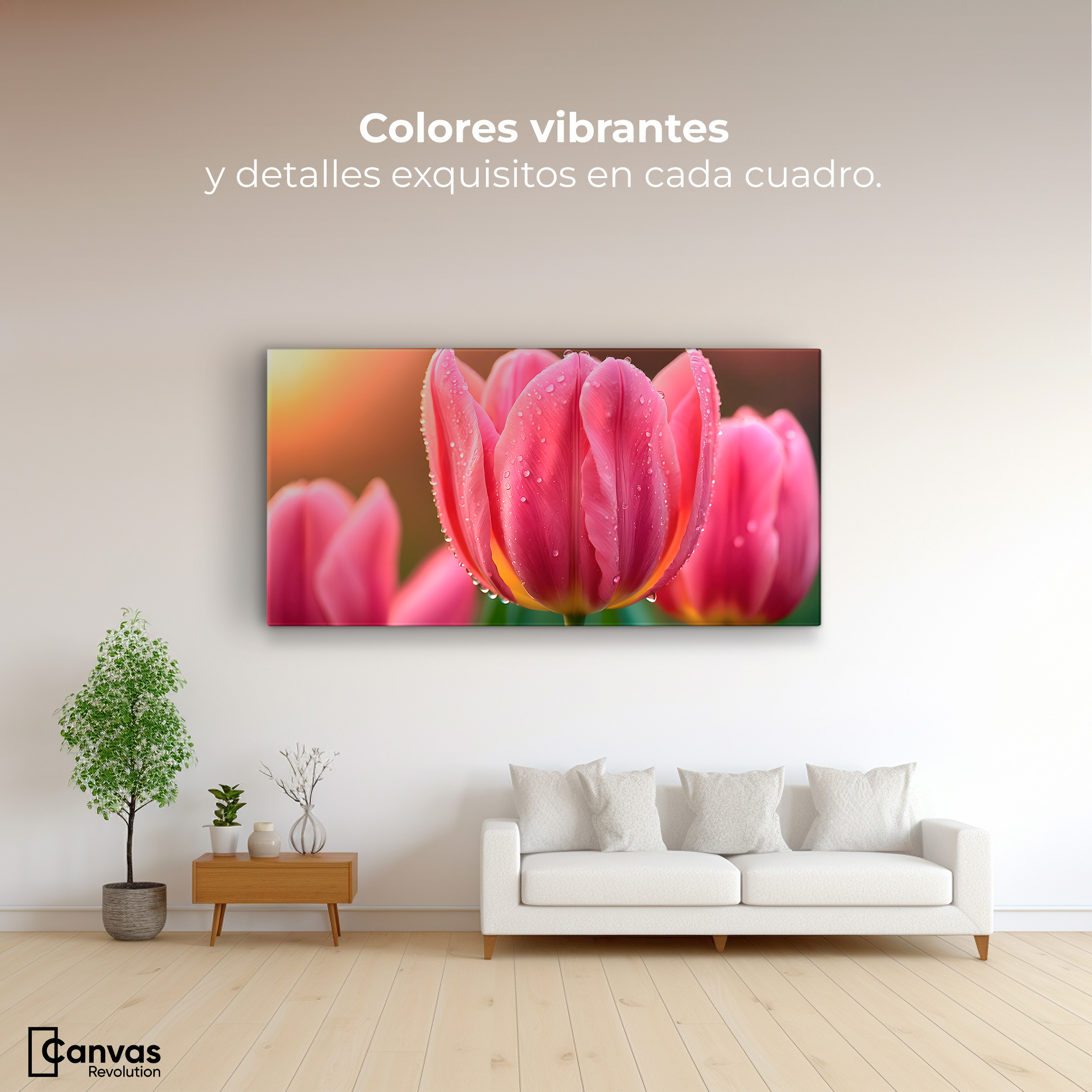 Foto 3 pulgar | Cuadro Decorativo Canvas Tulipán Rosa Eterno 120x60