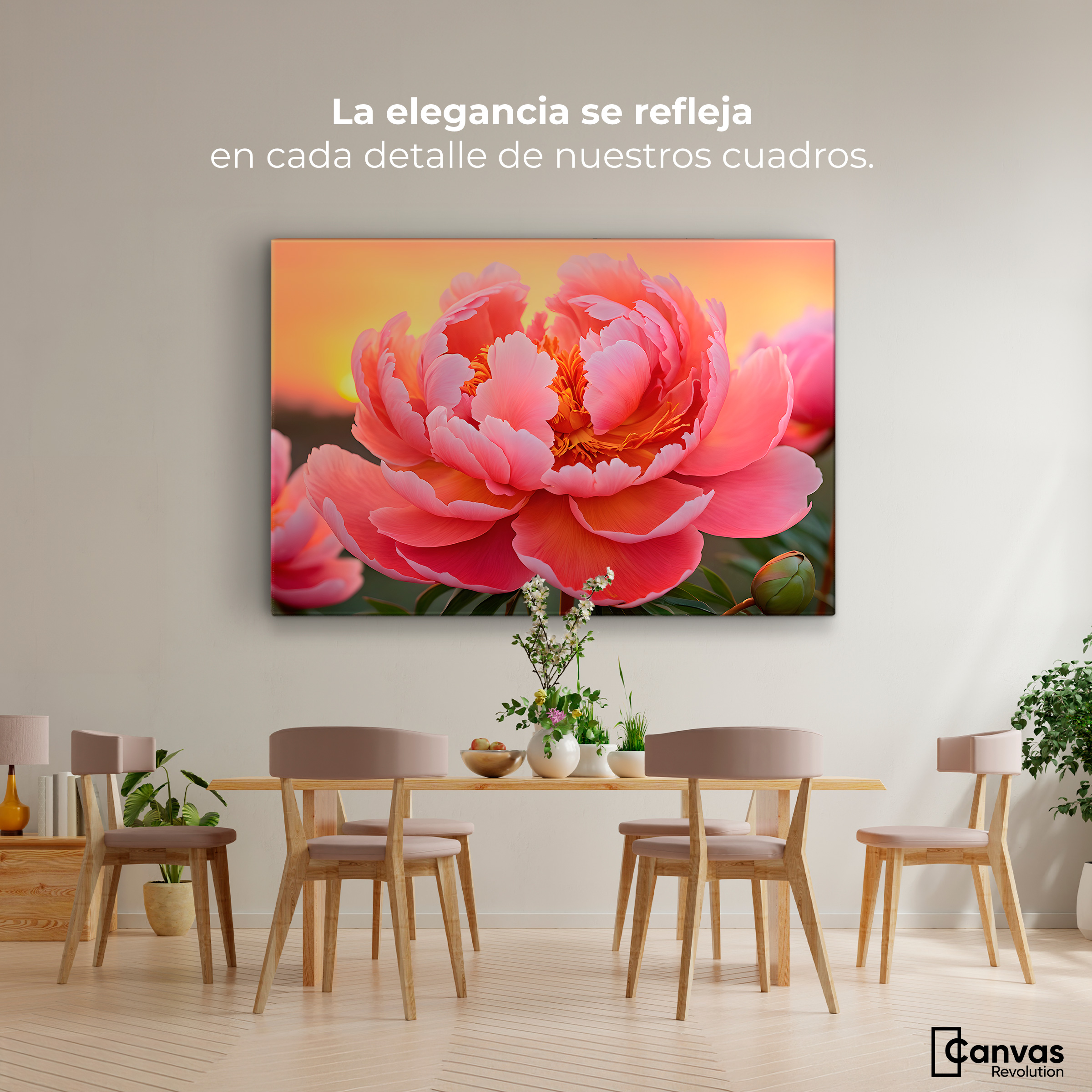 Foto 2 | Cuadro Decorativo Canvas Peonía Rosa Eterno 90x60