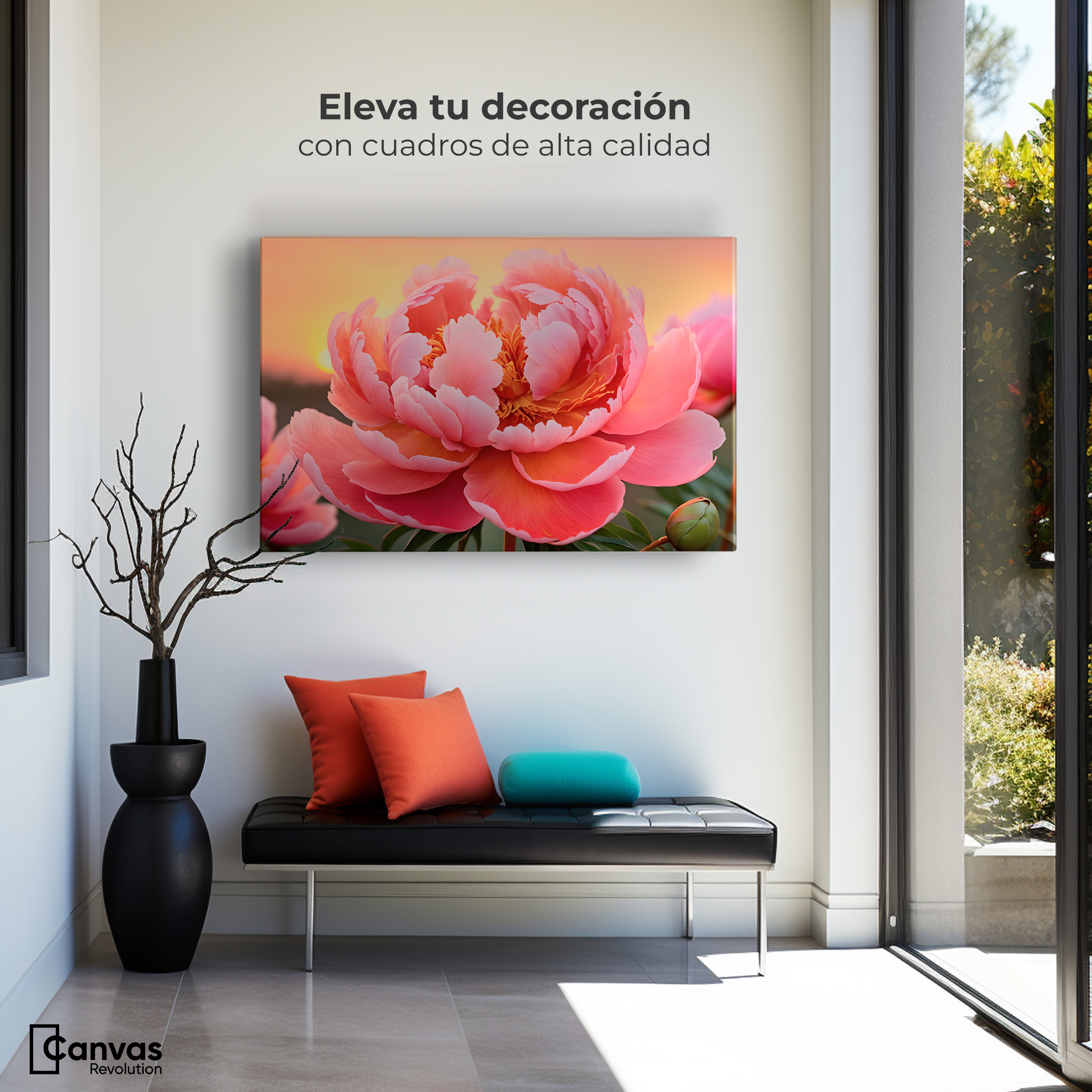 Foto 4 pulgar | Cuadro Decorativo Canvas Peonía Rosa Eterno 90x60