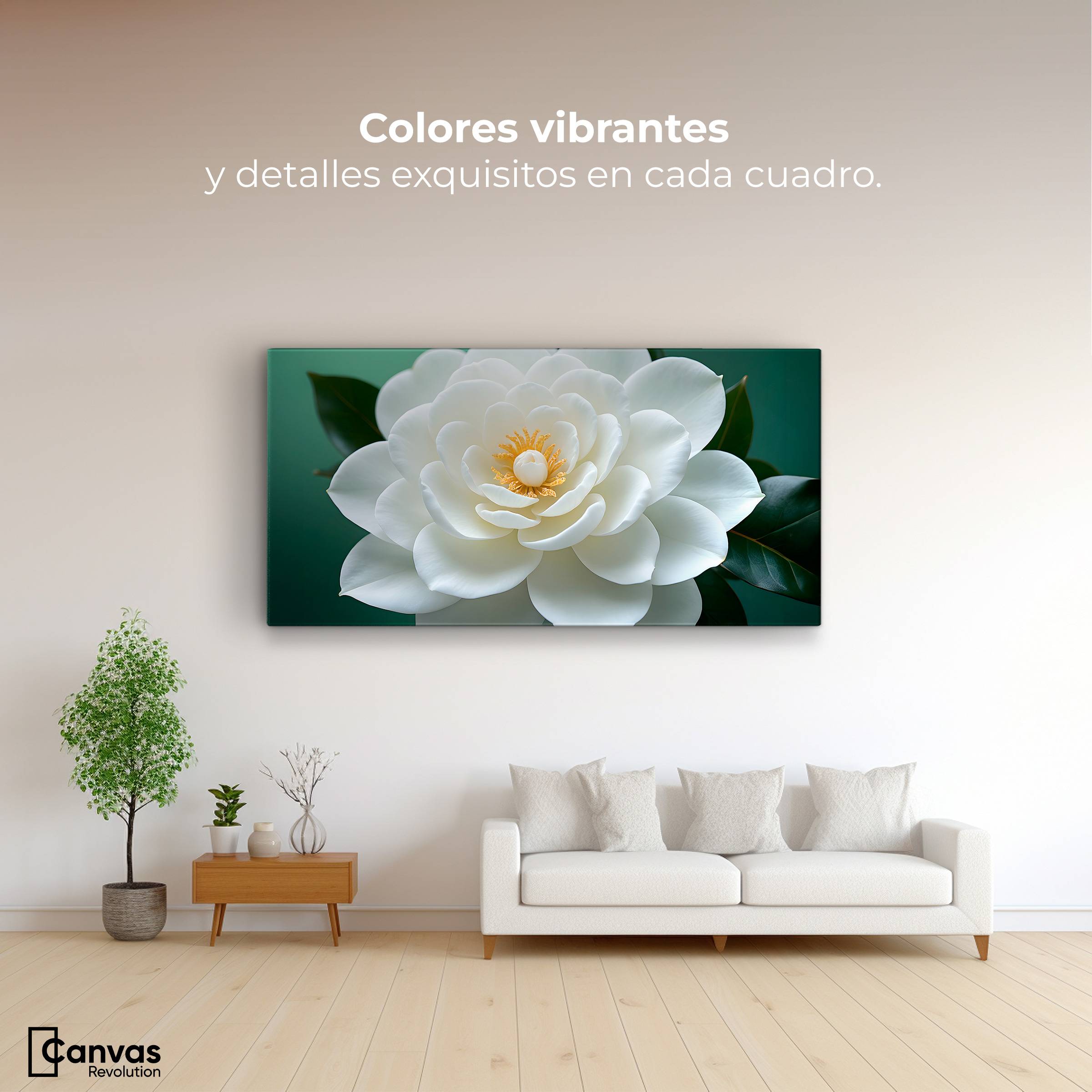 Foto 3 pulgar | Cuadro Decorativo Canvas Camelia Eterna Flor 120x60