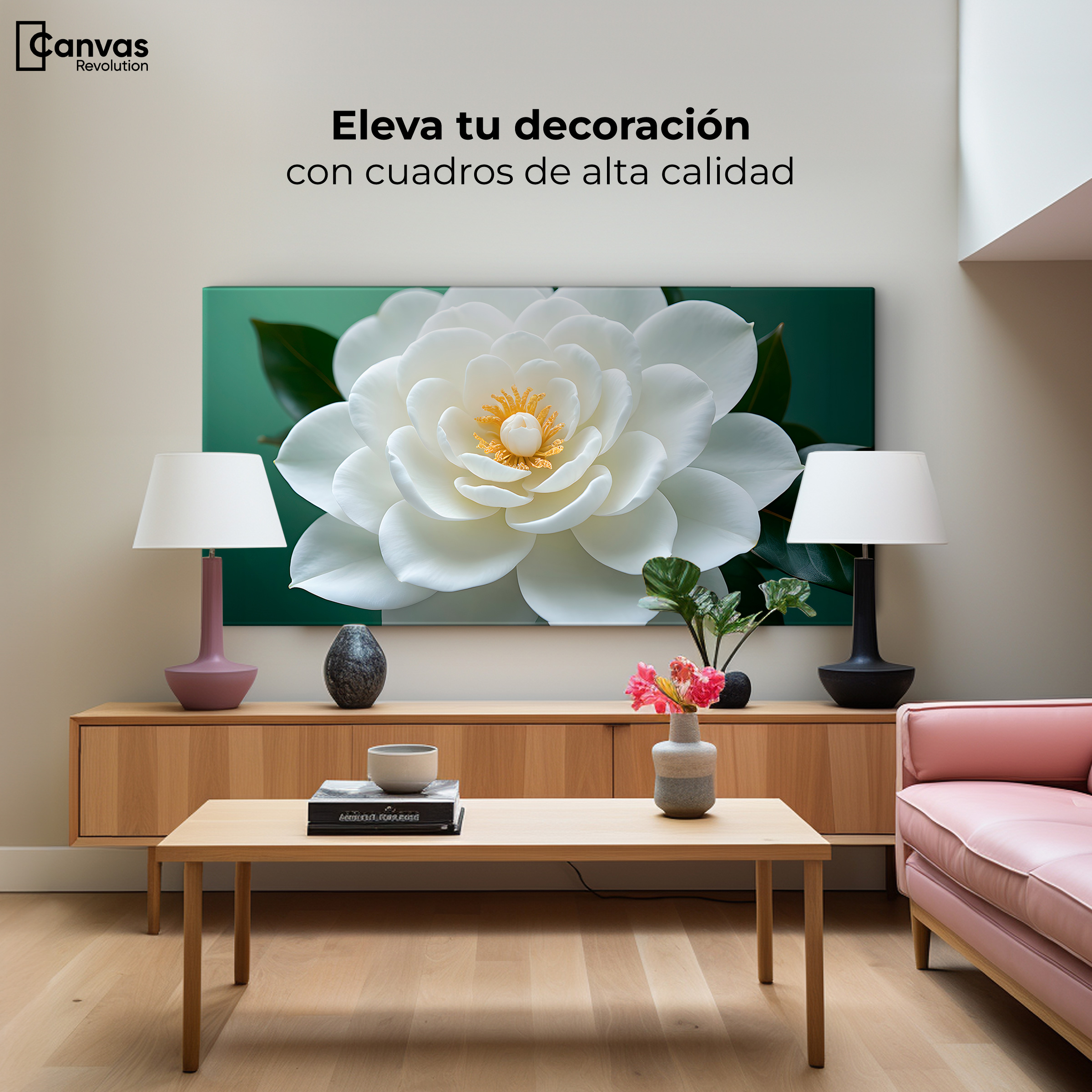 Foto 4 pulgar | Cuadro Decorativo Canvas Camelia Eterna Flor 120x60