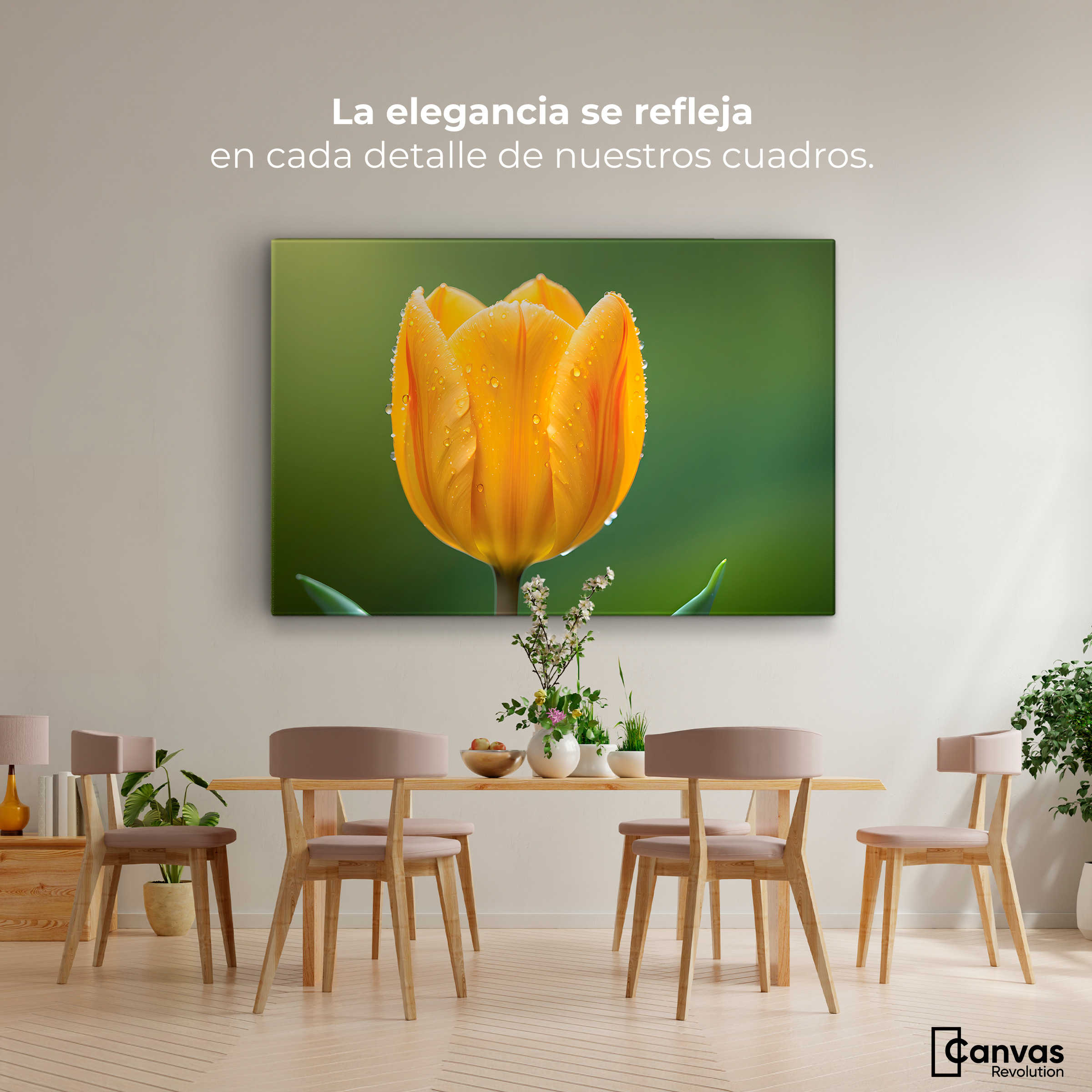 Foto 3 pulgar | Cuadro Decorativo Canvas Tulipán En Verde 90x60