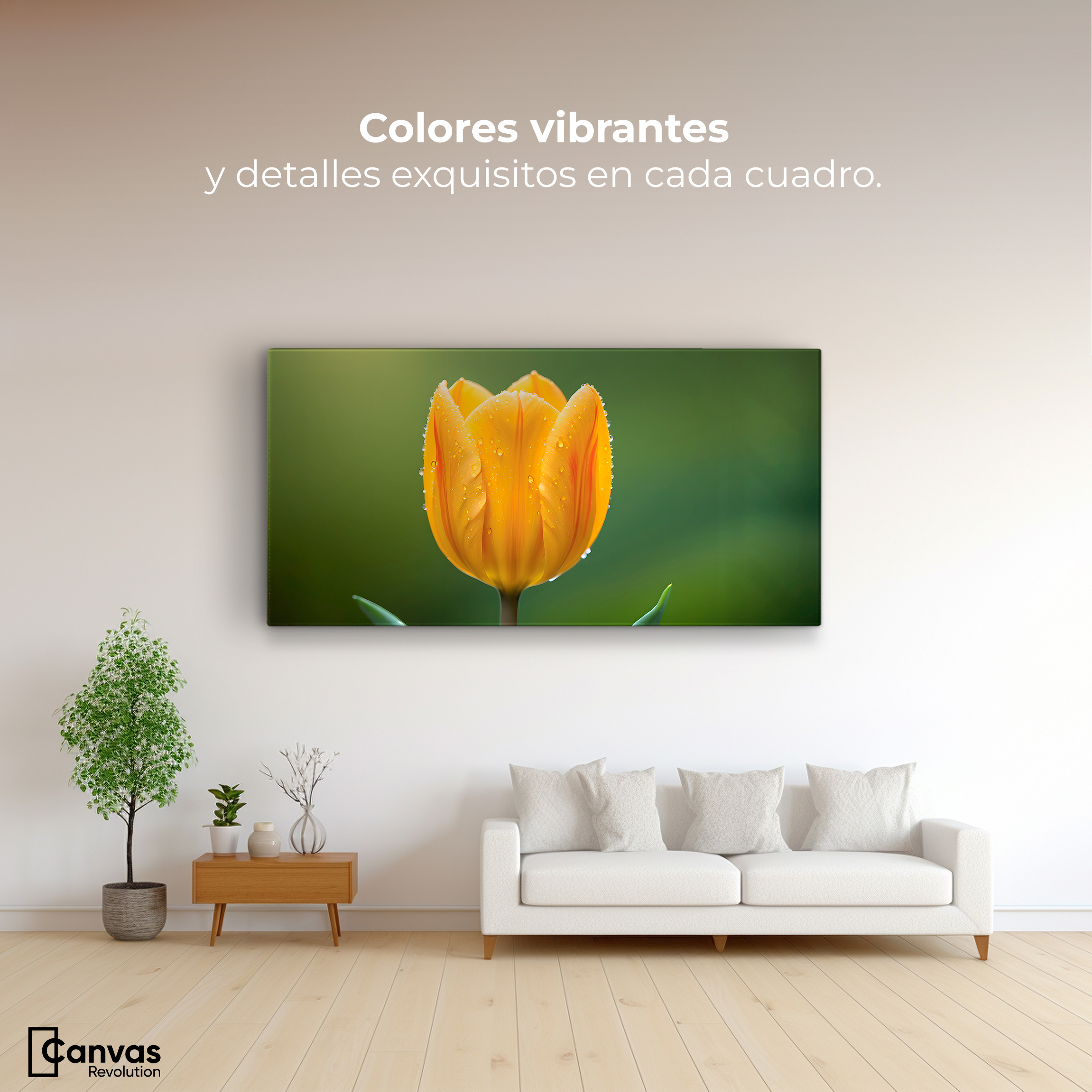 Foto 3 pulgar | Cuadro Decorativo Canvas Tulipán En Verde 120x60