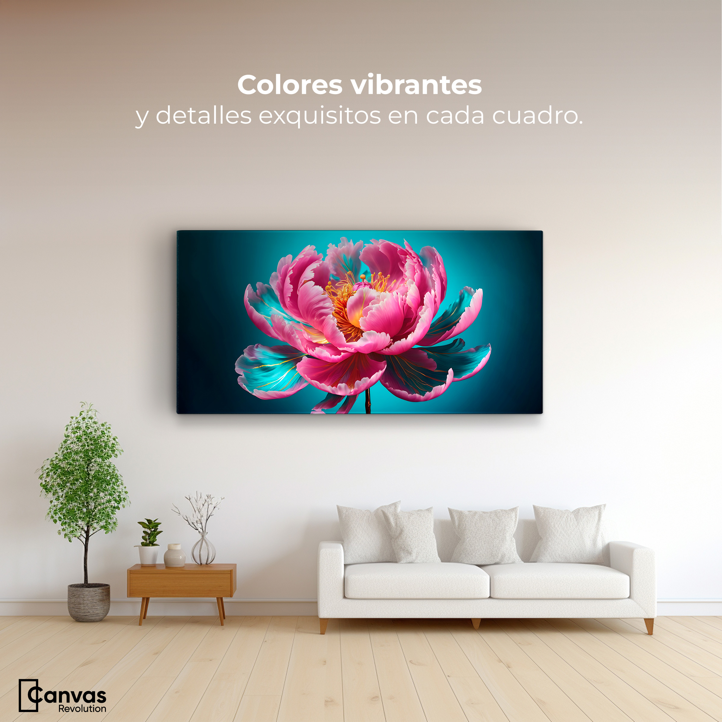 Foto 3 pulgar | Cuadro Decorativo Canvas Peonía Radiante 120x60