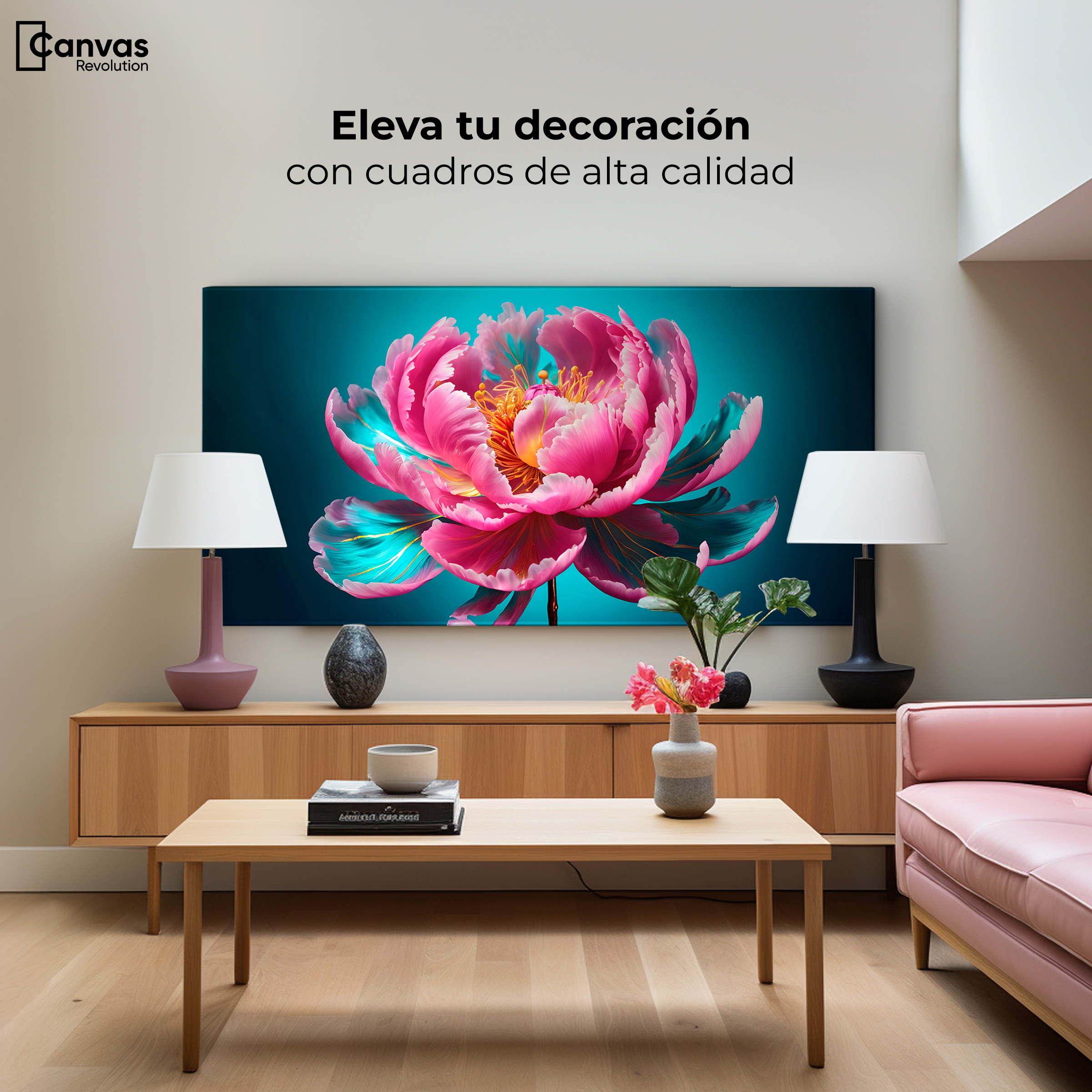 Foto 4 pulgar | Cuadro Decorativo Canvas Peonía Radiante 120x60