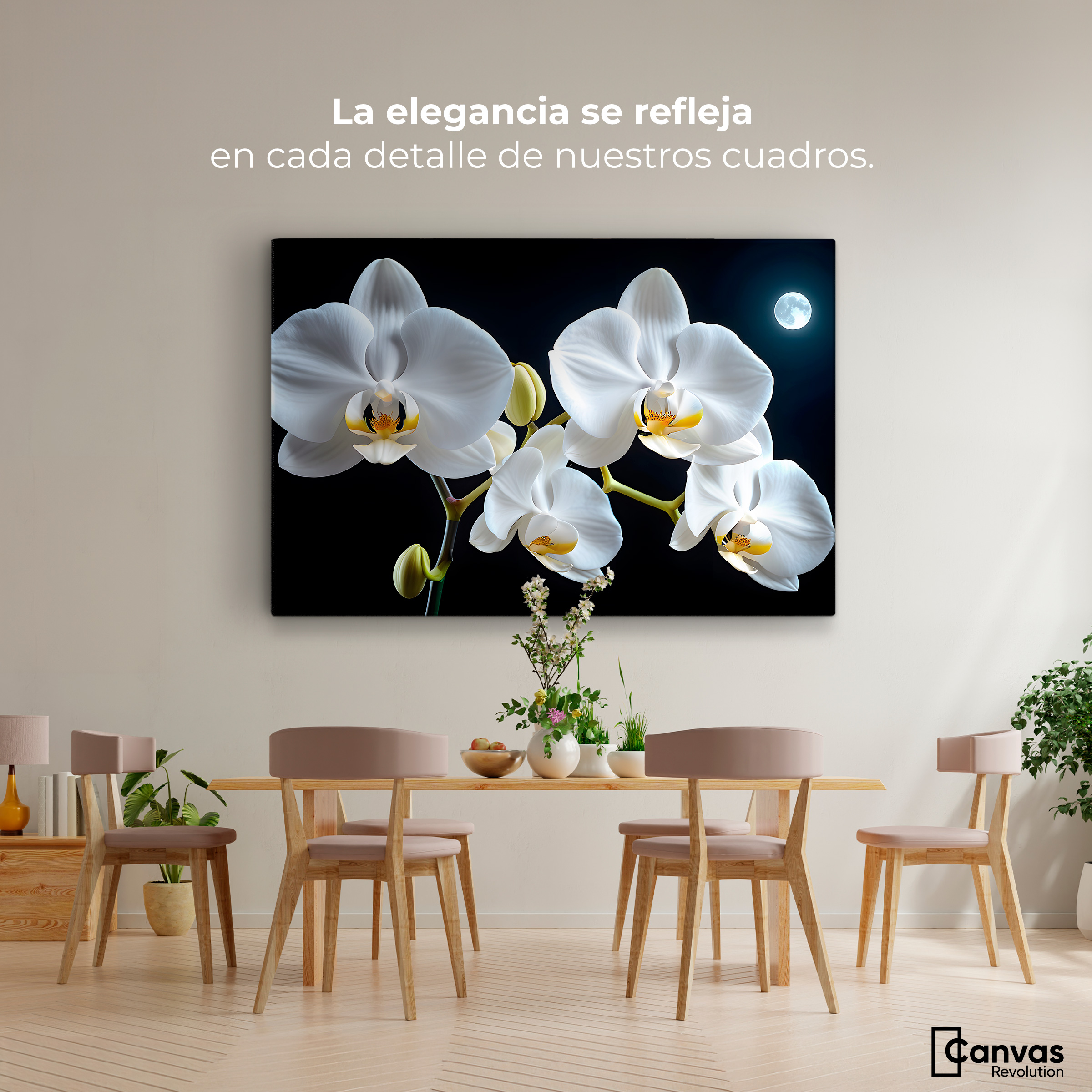 Foto 2 | Cuadro Decorativo Canvas Orquídeas De Noche 90x60