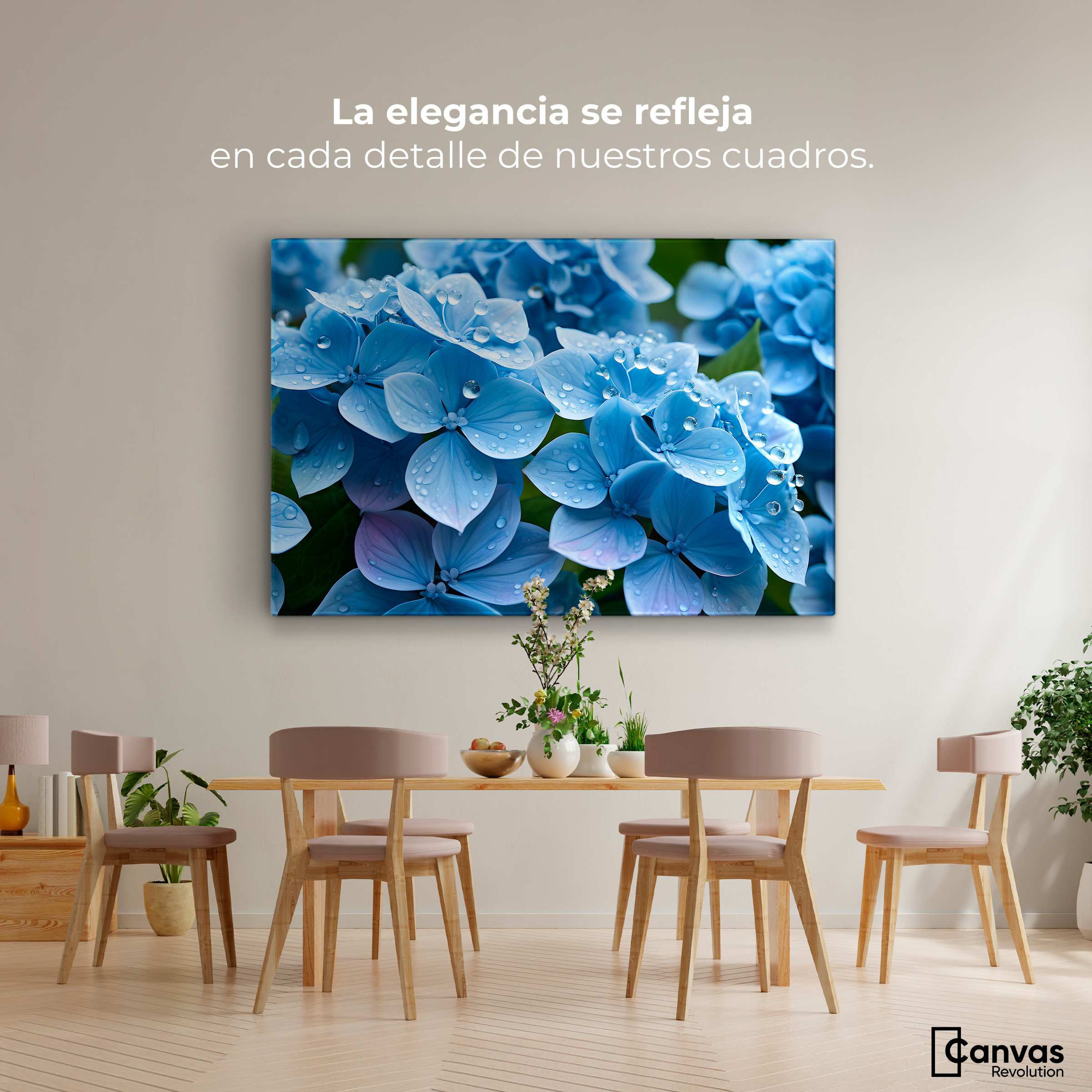 Foto 3 pulgar | Cuadro Decorativo Canvas Hortensia Azulada 90x60