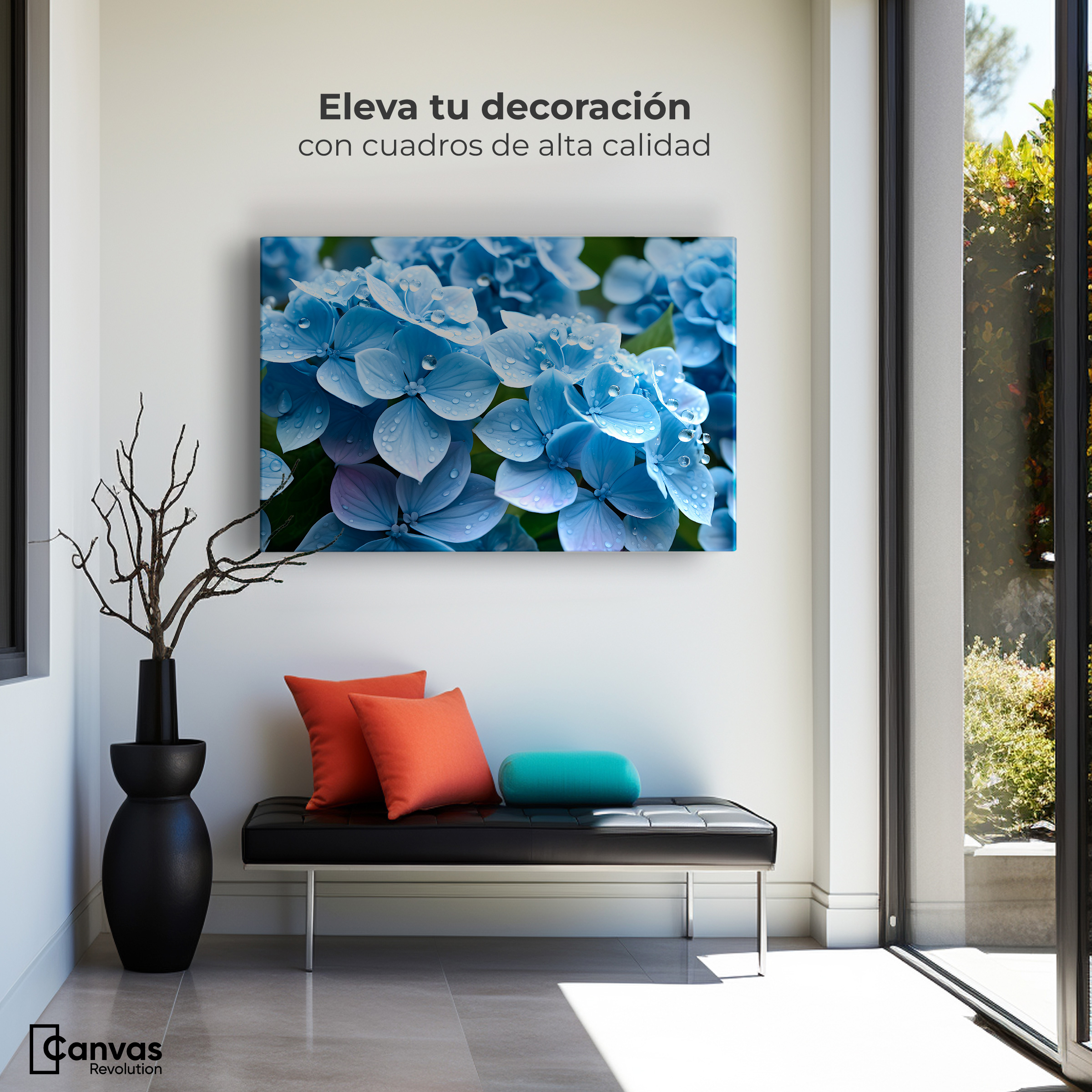 Foto 4 pulgar | Cuadro Decorativo Canvas Hortensia Azulada 90x60