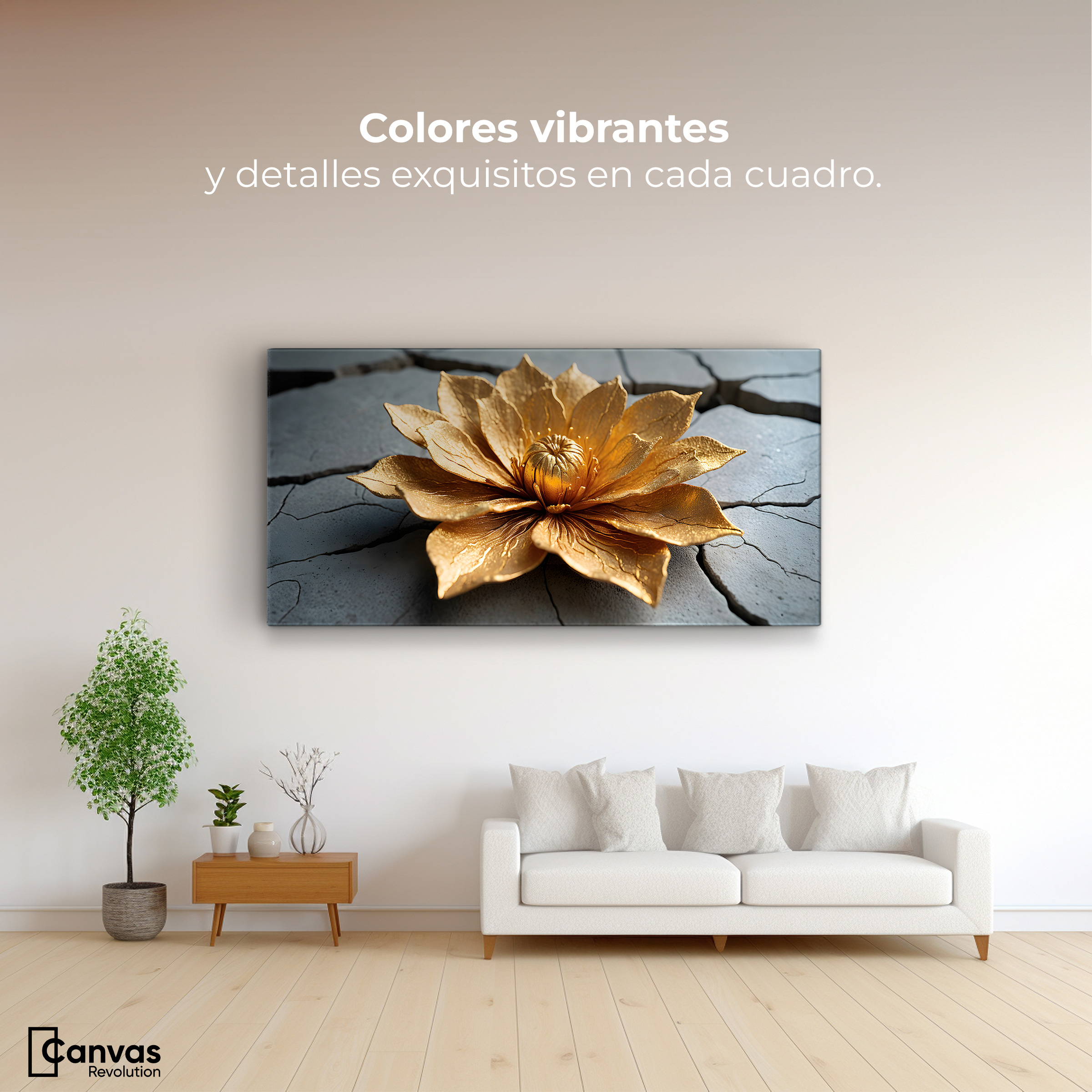 Foto 3 pulgar | Cuadro Decorativo Canvas Loto Oro Místico 120x60