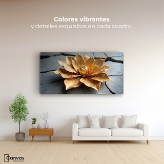 Foto 2 | Cuadro Decorativo Canvas Loto Oro Místico 120x60