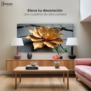 Foto 3 | Cuadro Decorativo Canvas Loto Oro Místico 120x60