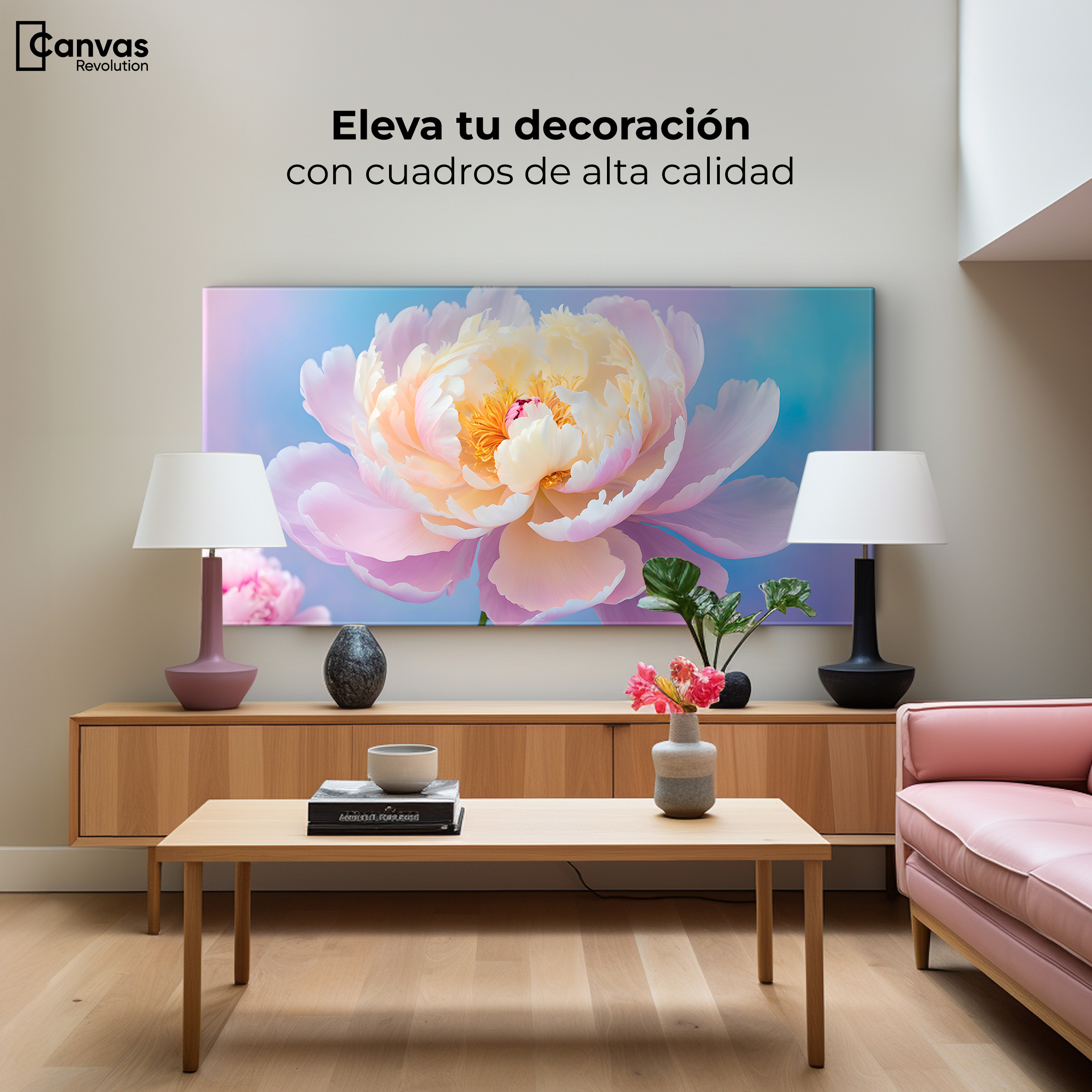 Foto 4 pulgar | Cuadro Decorativo Canvas Peonía Luz Eterna 120x60