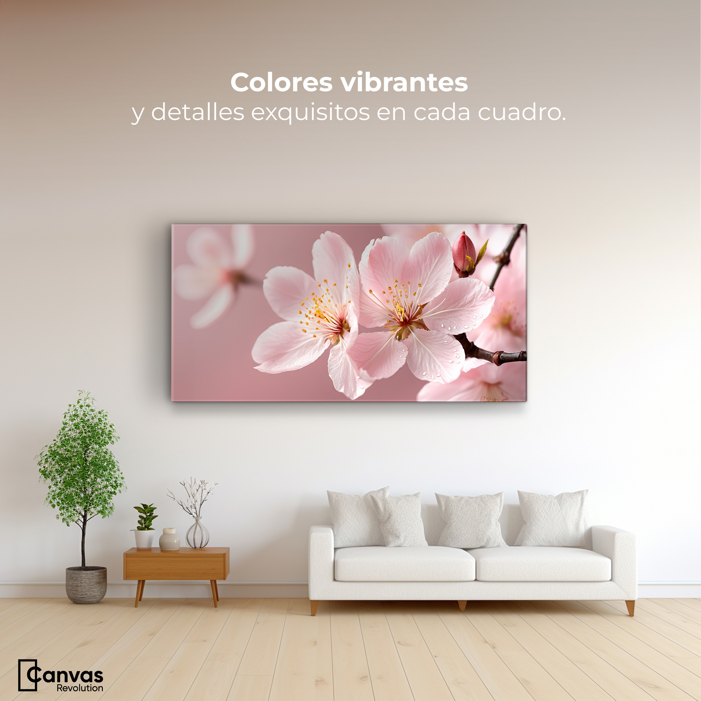 Foto 3 pulgar | Cuadro Decorativo Canvas Cerezo Rosado Flor 120x60