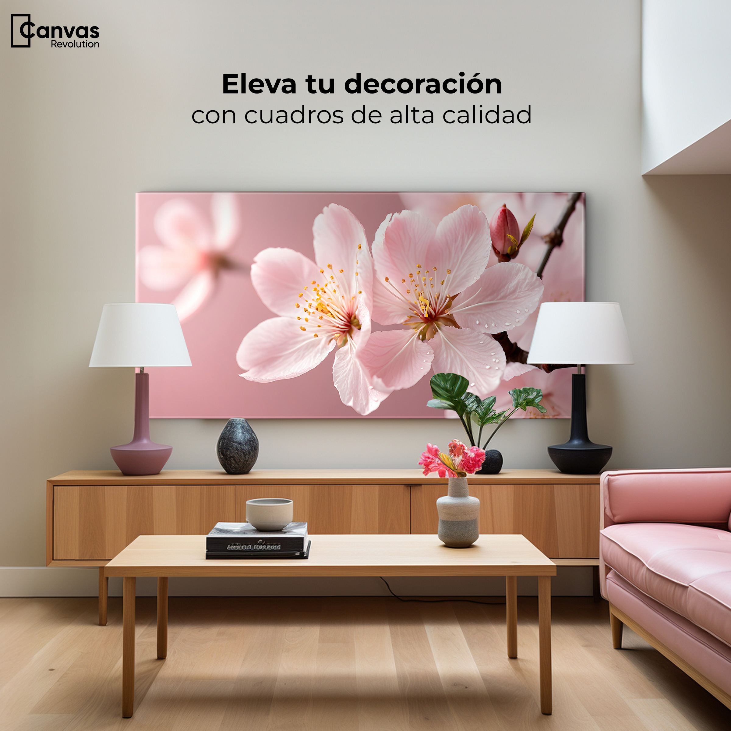 Foto 4 pulgar | Cuadro Decorativo Canvas Cerezo Rosado Flor 120x60