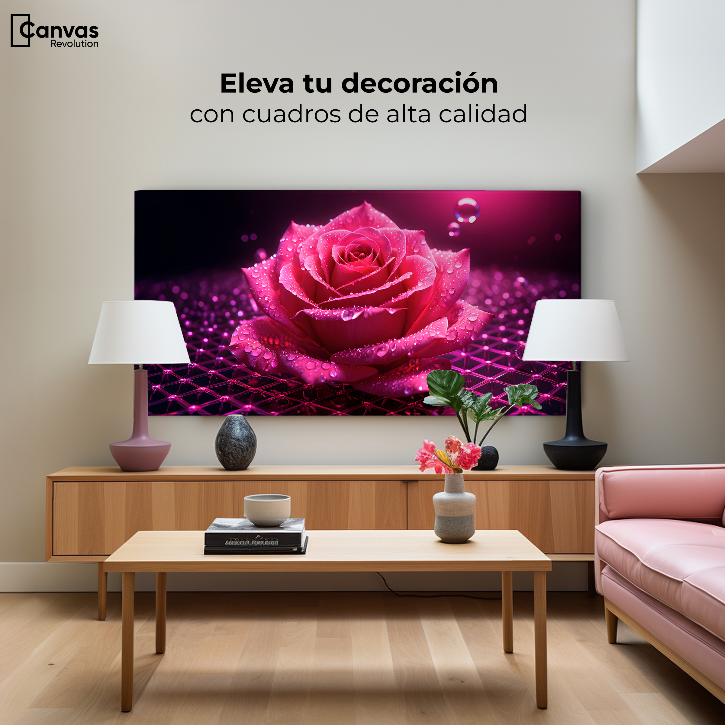 Foto 4 pulgar | Cuadro Decorativo Canvas Rosa Red Eterna 120x60