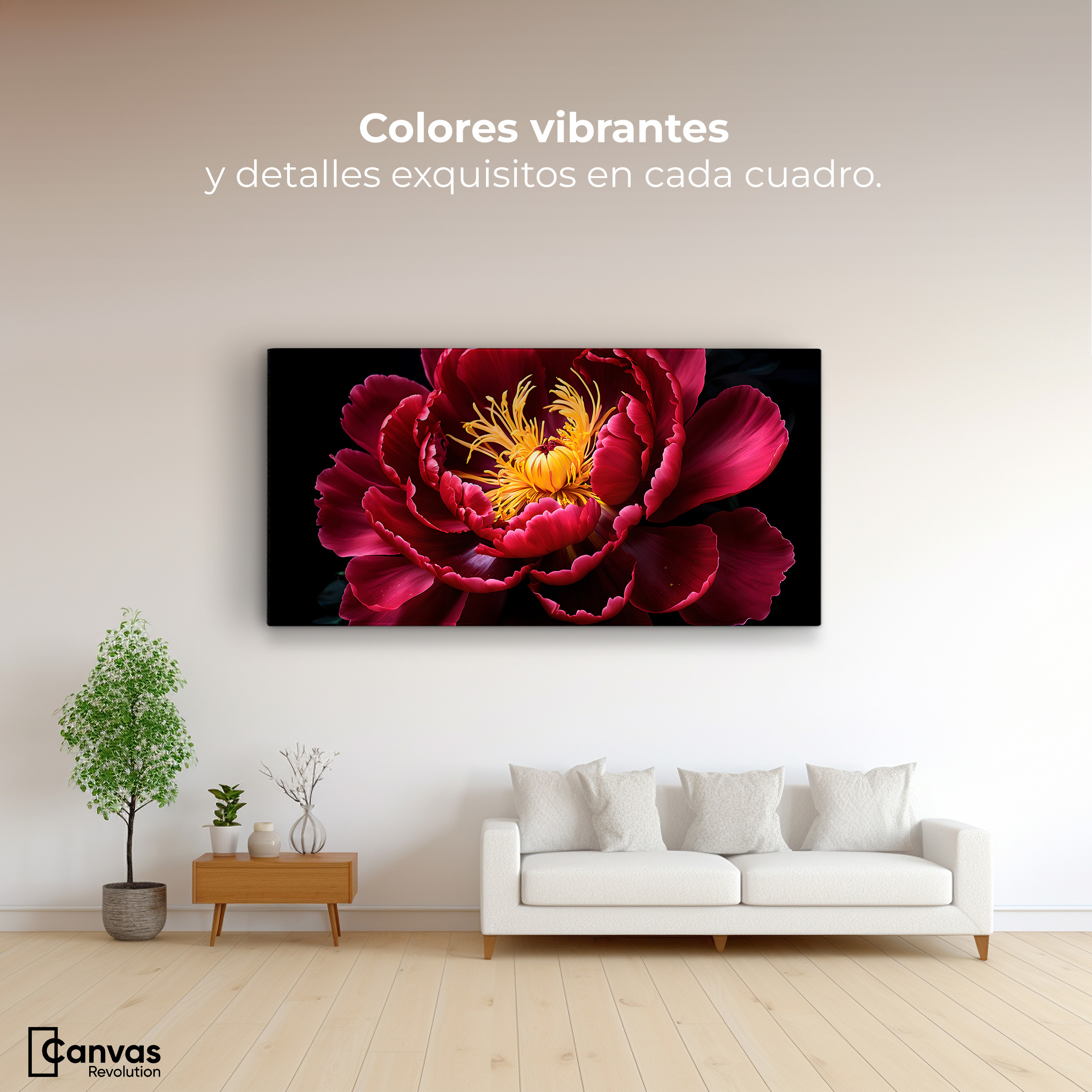 Foto 2 | Cuadro Decorativo Canvas Peonía Dualidad 120x60