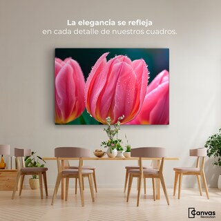 Foto 2 | Cuadro Decorativo Canvas Tulipanes Rosa Vivo 90x60