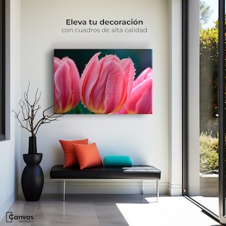 Foto 3 | Cuadro Decorativo Canvas Tulipanes Rosa Vivo 90x60
