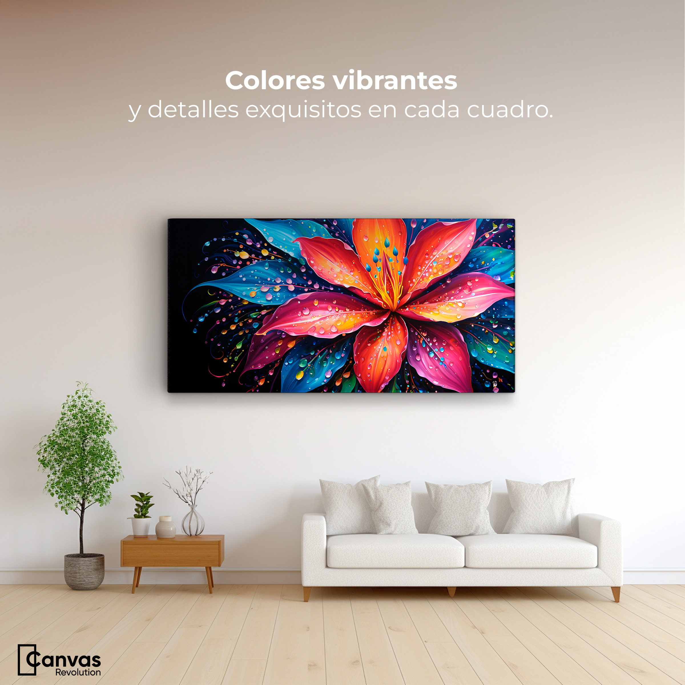 Foto 3 pulgar | Cuadro Decorativo Canvas Flor Aurea Nítida 120x60