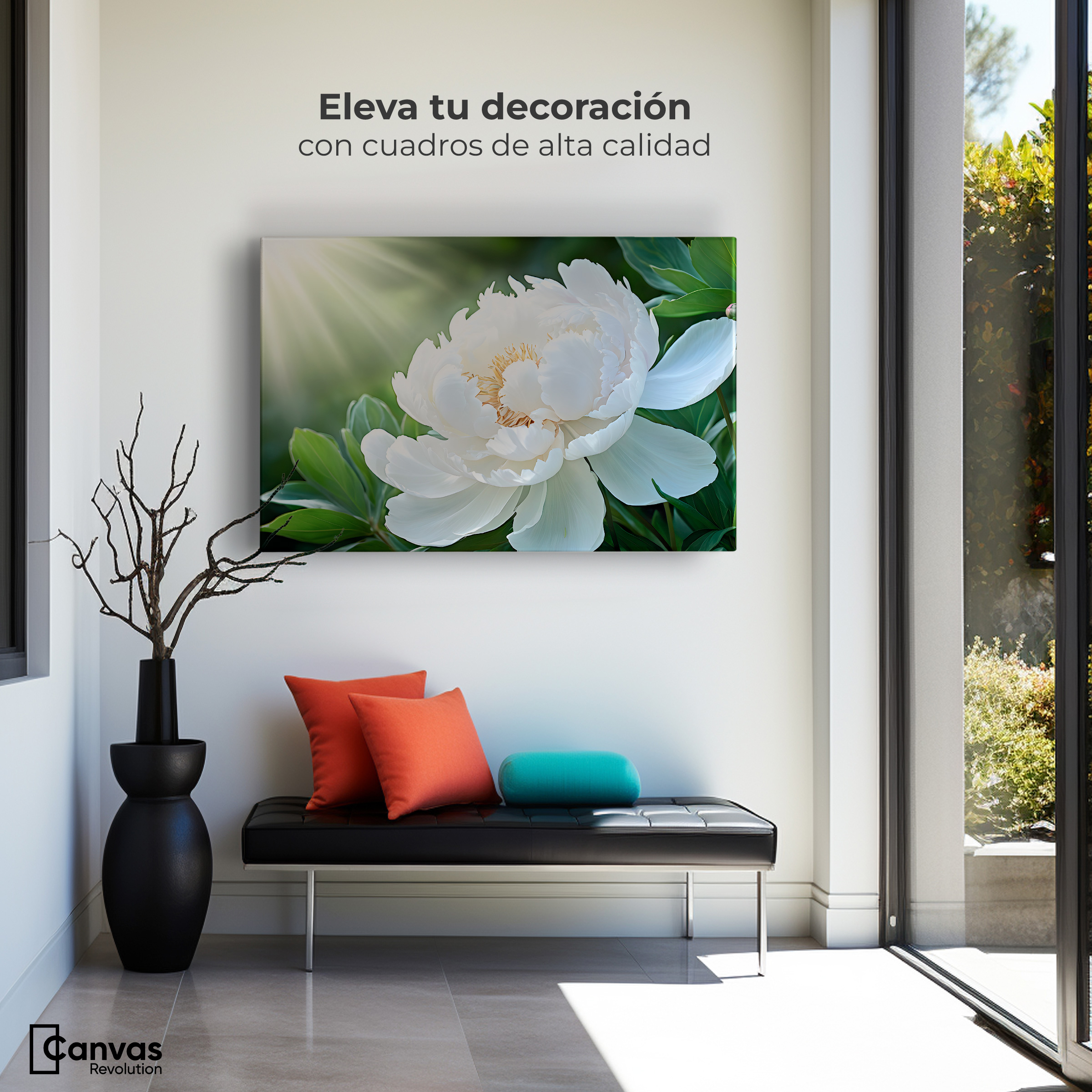 Foto 4 pulgar | Cuadro Decorativo Canvas Rayos De Peonía 90x60