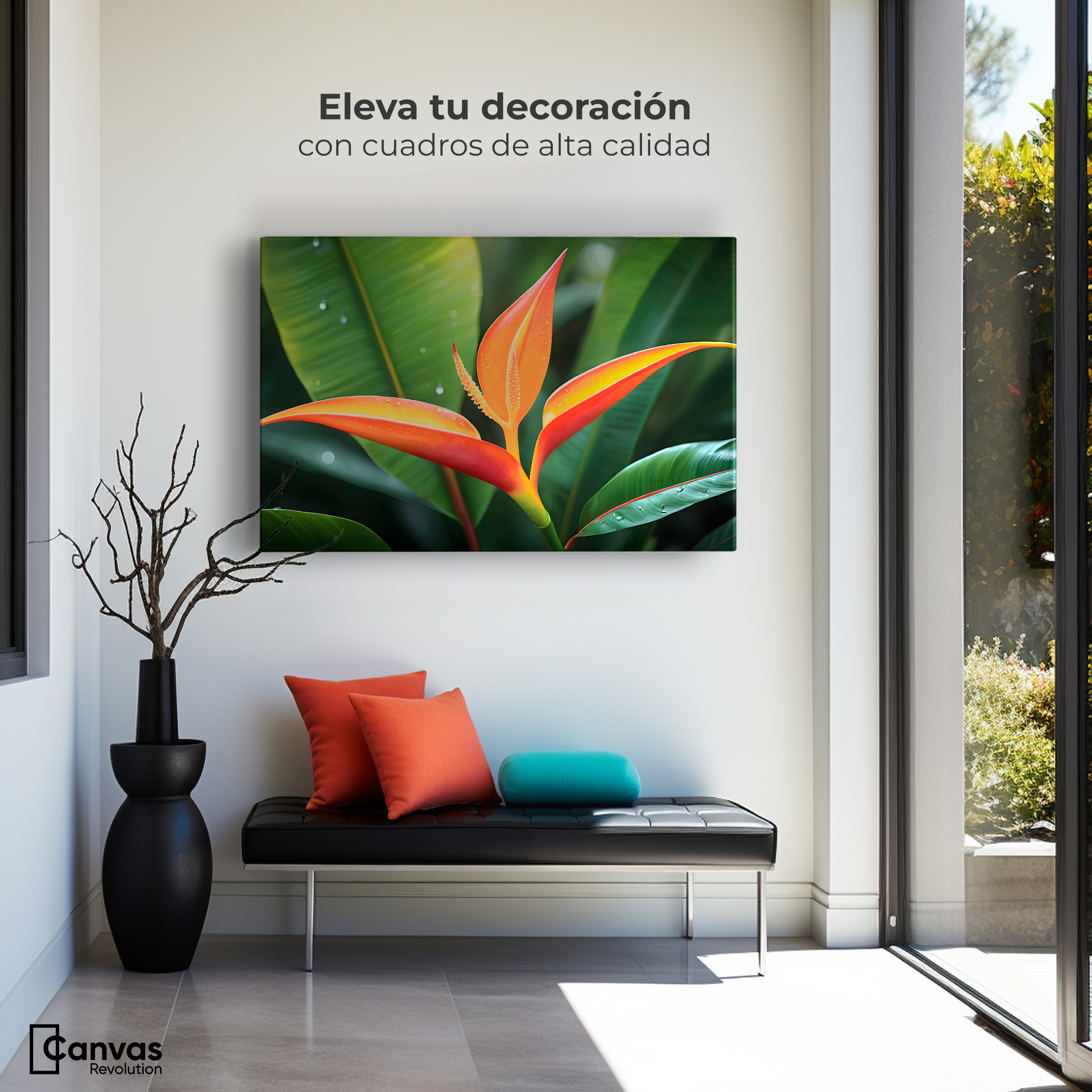 Foto 4 pulgar | Cuadro Decorativo Canvas Heliconia Pura Vida 90x60