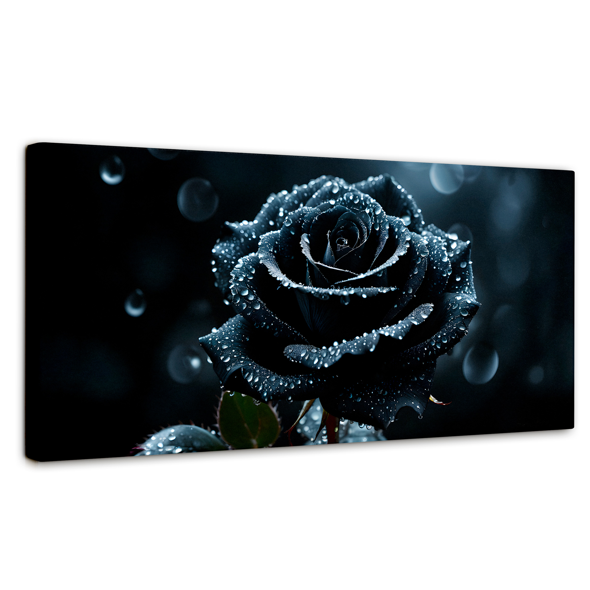 Cuadro Decorativo Canvas Rosa Negra Poderosa 120x60