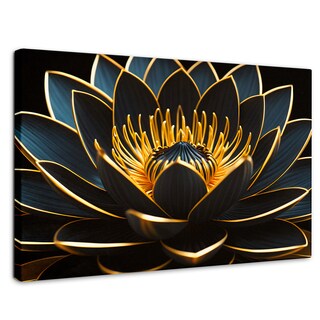 Foto 1 | Cuadro Decorativo Canvas Loto Oro Oscuro 90x60