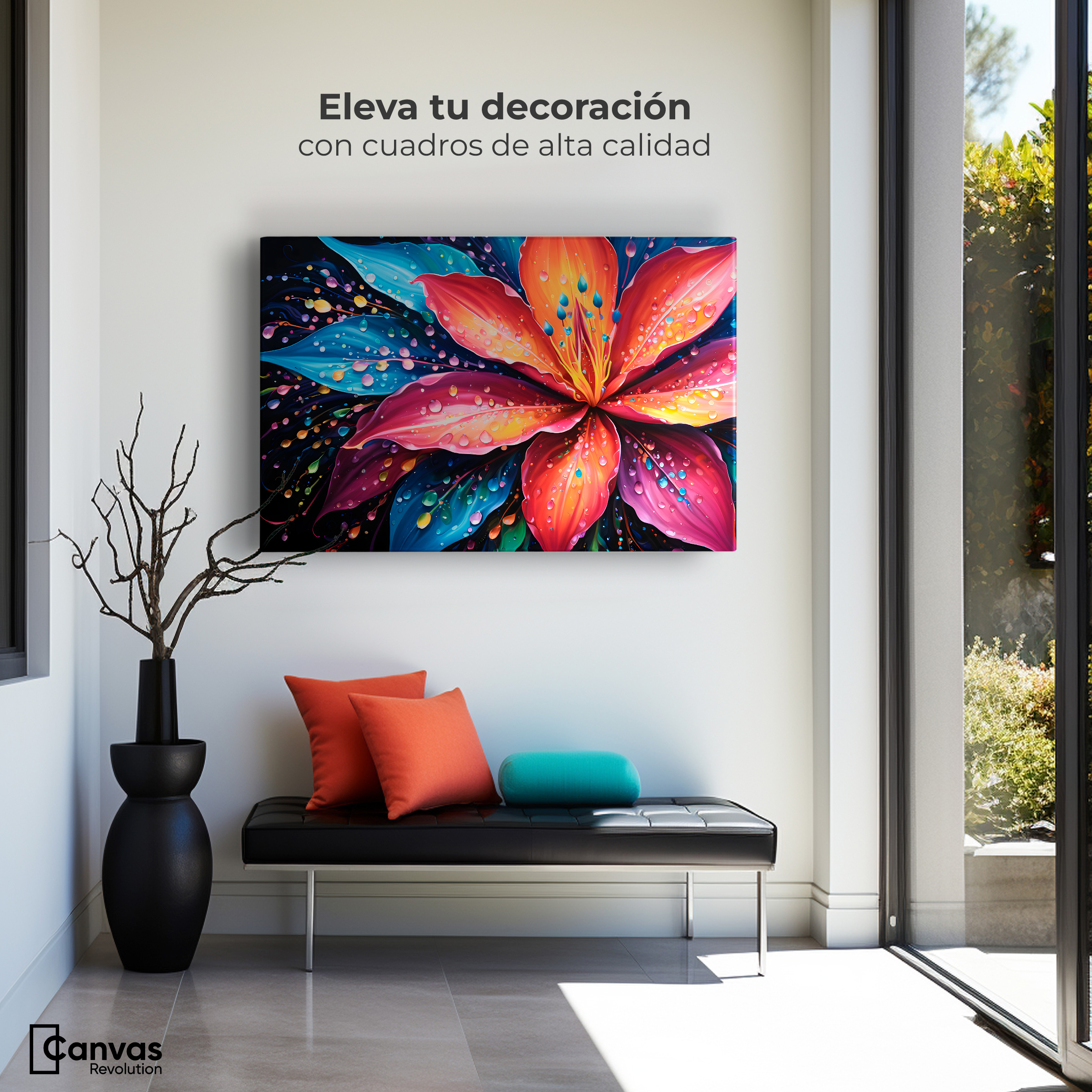 Foto 4 pulgar | Cuadro Decorativo Canvas Flor Aurea Nítida 90x60