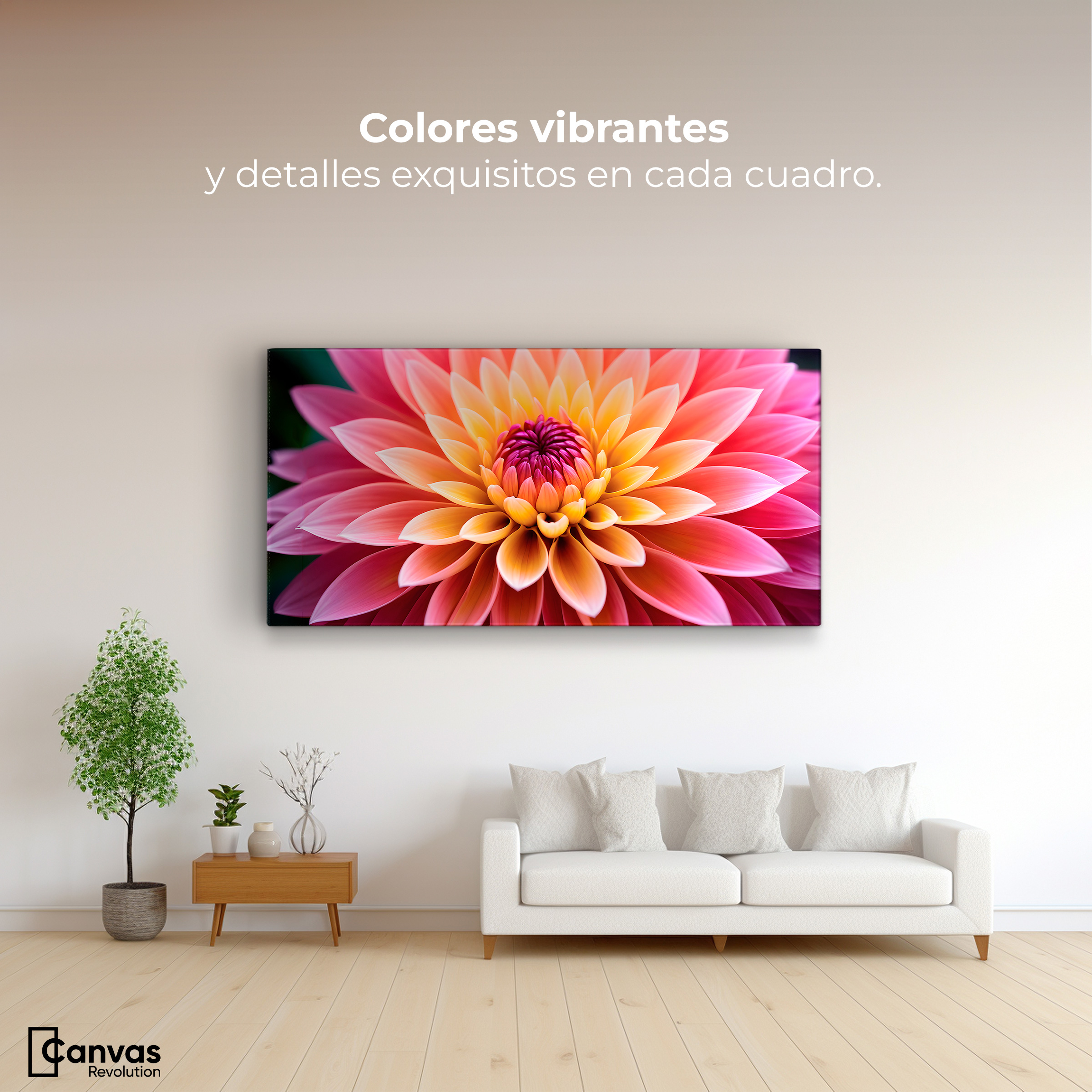 Foto 3 pulgar | Cuadro Decorativo Canvas Dahlia Vibrante 120x60